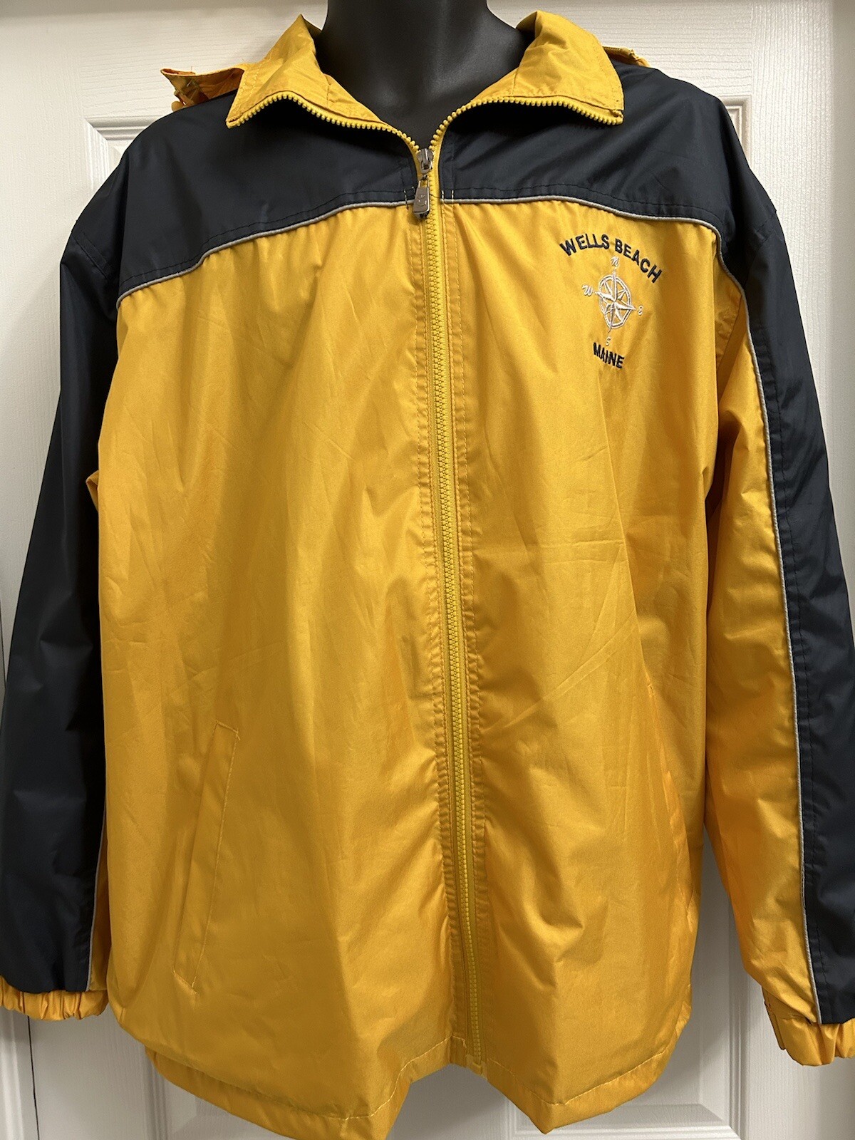 Wells Beach, Maine Unisex Raincoat Rain Coat Hooded Jacket Camping XXL