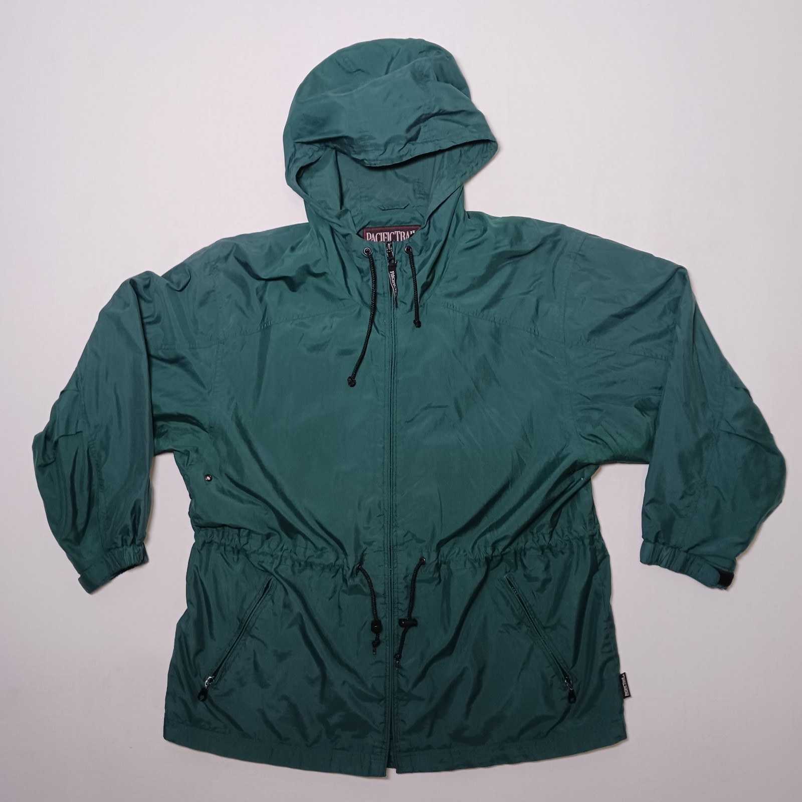 Vintage Pacific Trail Mens Windbreaker Jacket XL Teal Green Full Zip Hooded