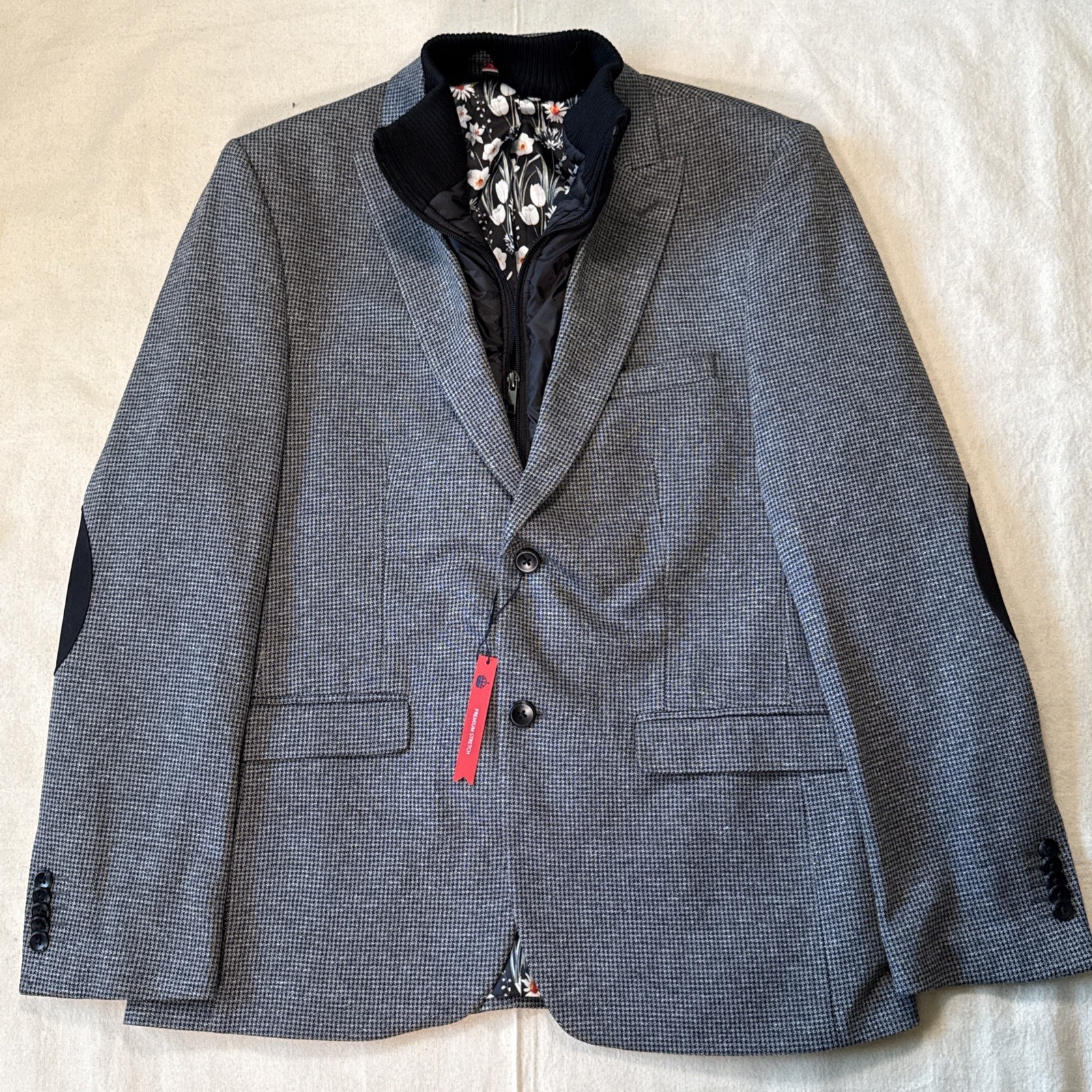 Soul of London Grey Blazer Double Lining Zip In Insulated Vest