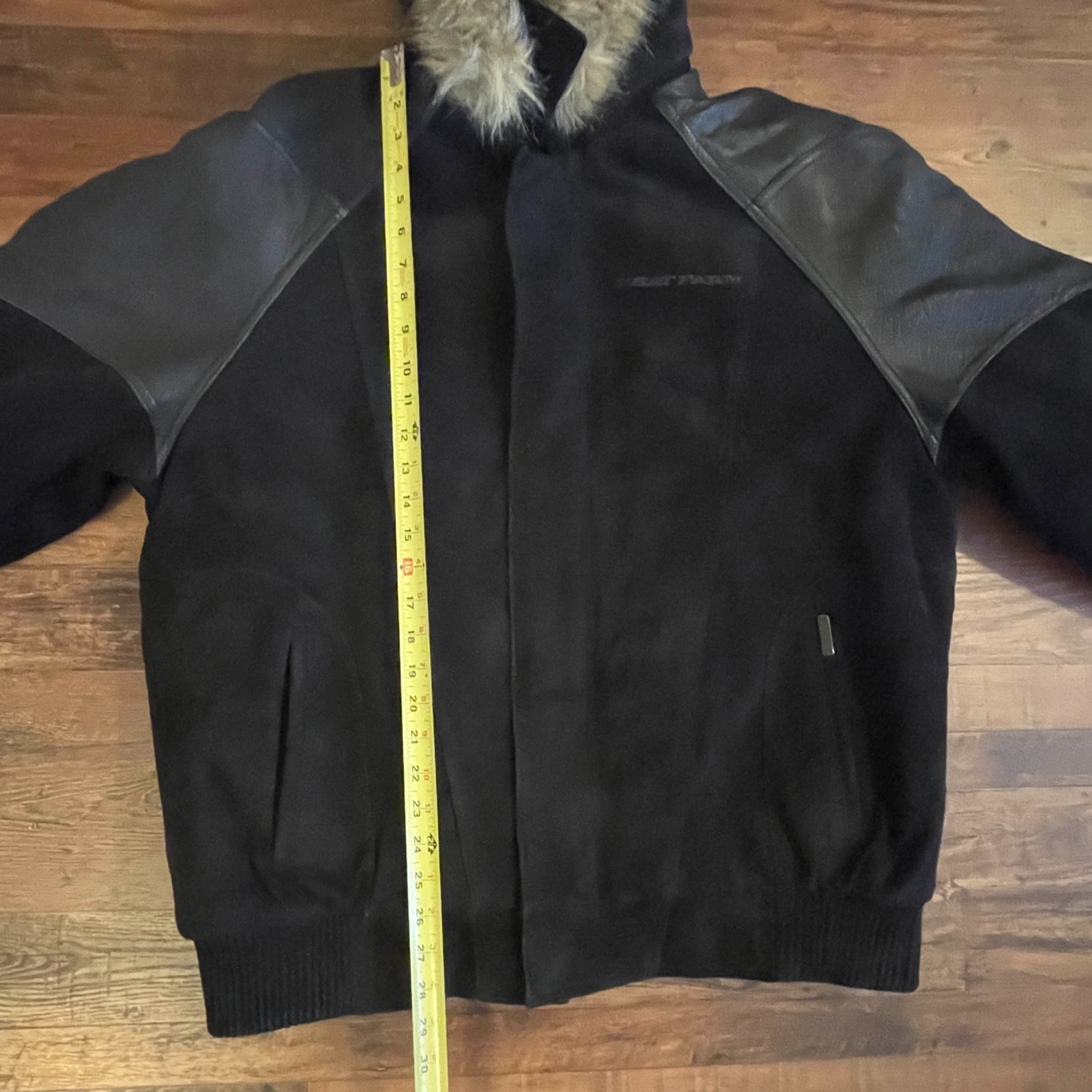 Vintage Y2K Phat Farm Men’s Leather Black Hooded Jacket Size XL RARE!!!