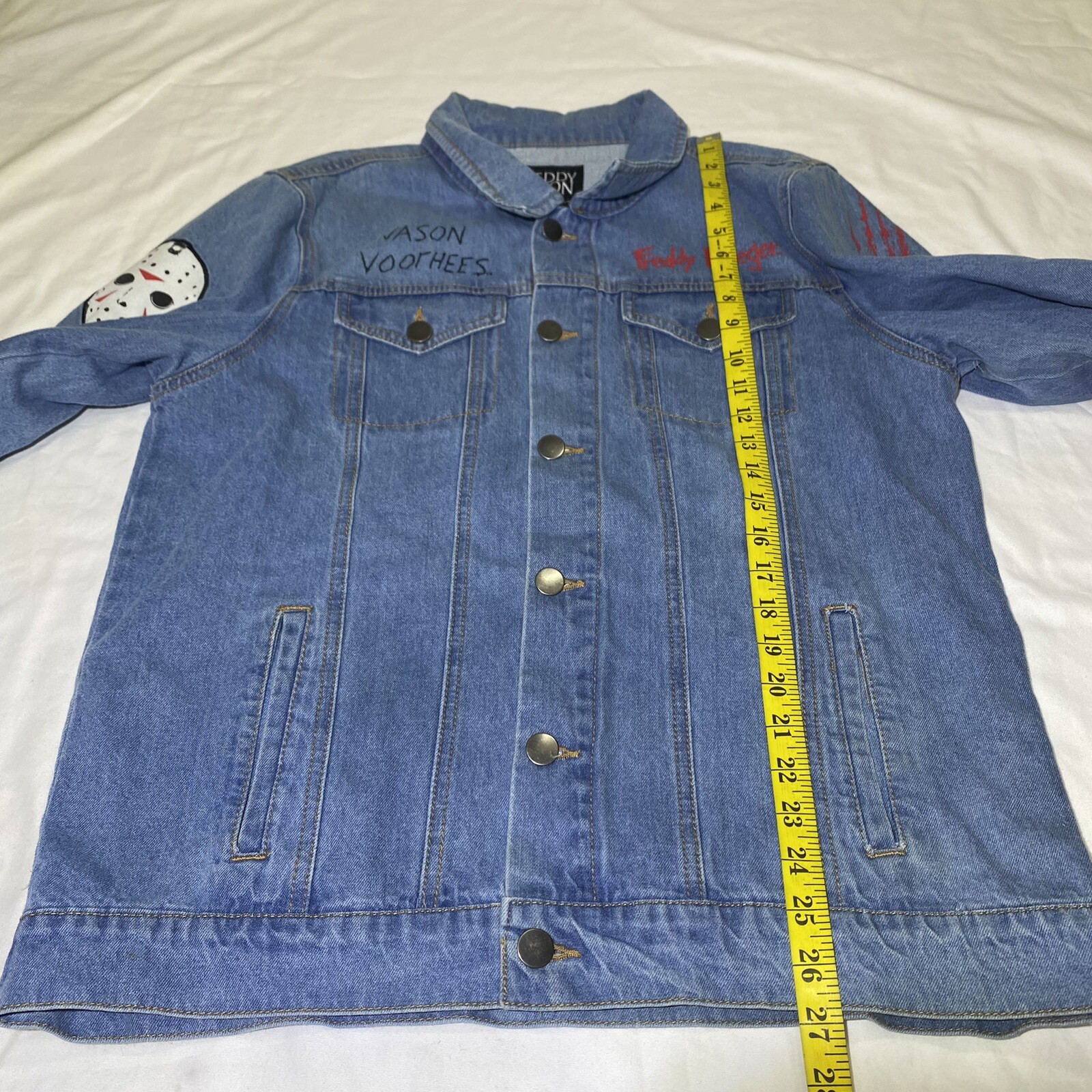 Freddy VS Jason Unisex Adults Blue Denim Jean Jacket Horror Size Medium