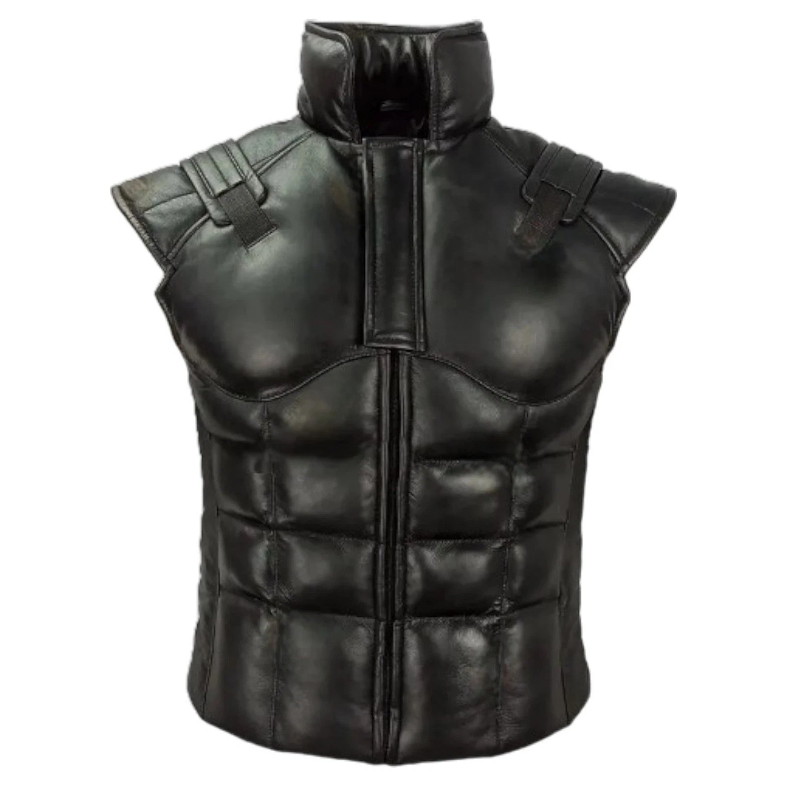 Metal Gear Solid Snake Venom Cosplay Black Leather Puffer Vest