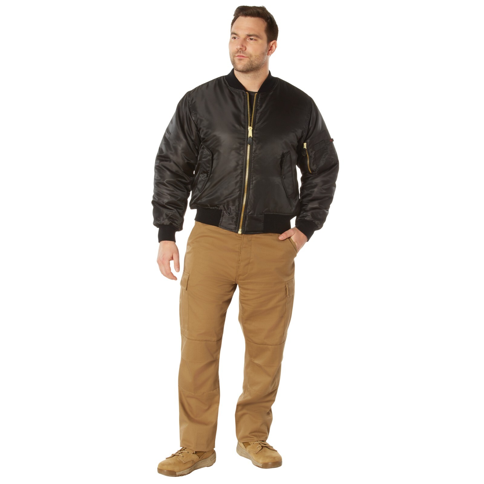 MA-1 Bomber Jacket Flight Coat Air Force Military Solid Black Reversible XS-10XL