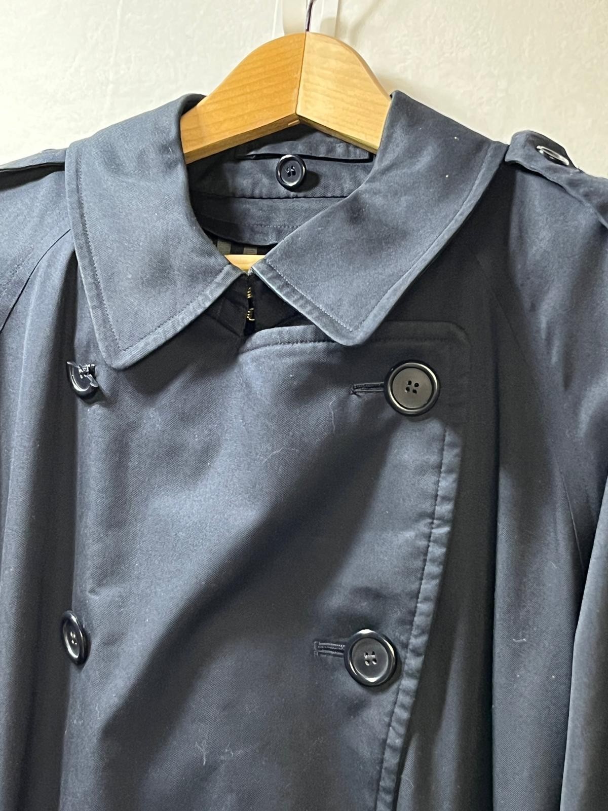 Burberrys Mens Trench Coat Blue 36R Belted Lined Designer Luxury