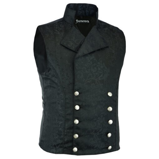 Mens Steampunk Double Breasted Waistcoat Black Vest Gothic Western Reenactment