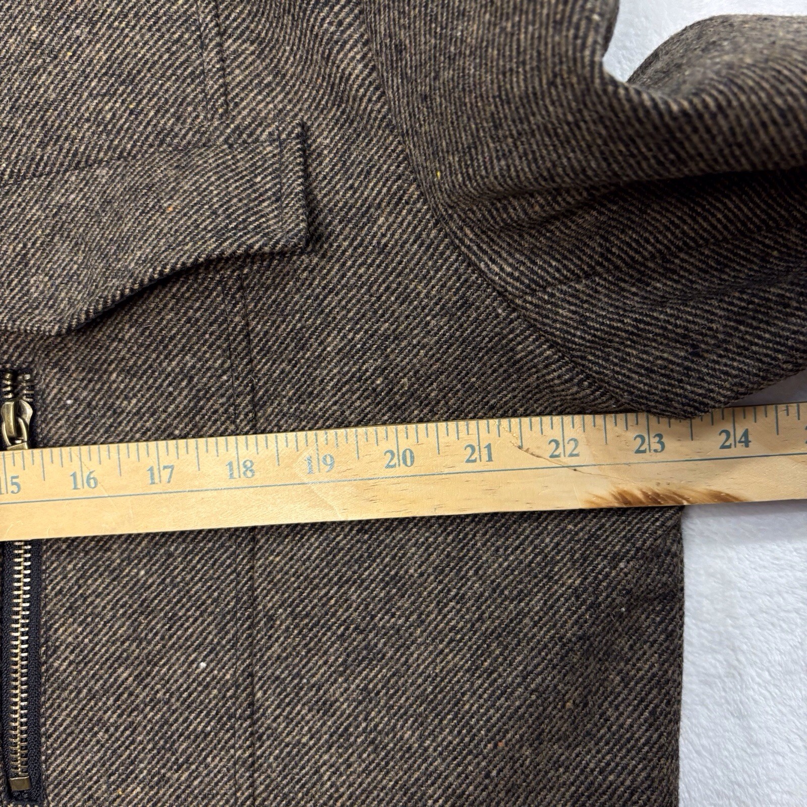 Wantdo Wool Blend Pea Coat Jacket Trench Coat Men L Herringbone Tweed Brown NEW