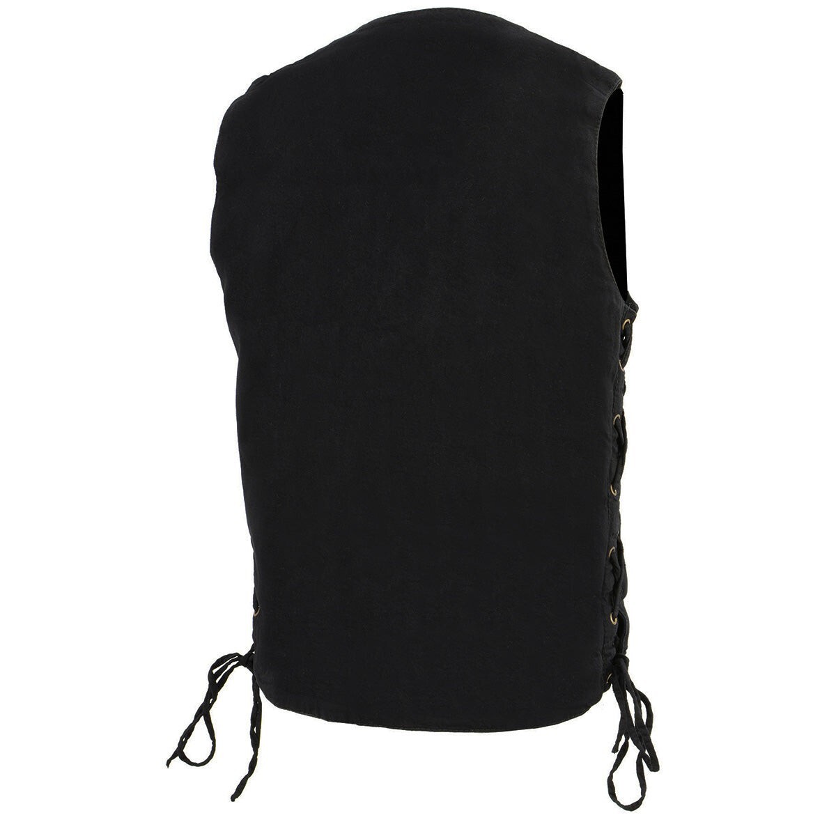 Milwaukee Leather DM1990 Men’s Black 10 Pocket Side Lace Motorcycle Denim Vest