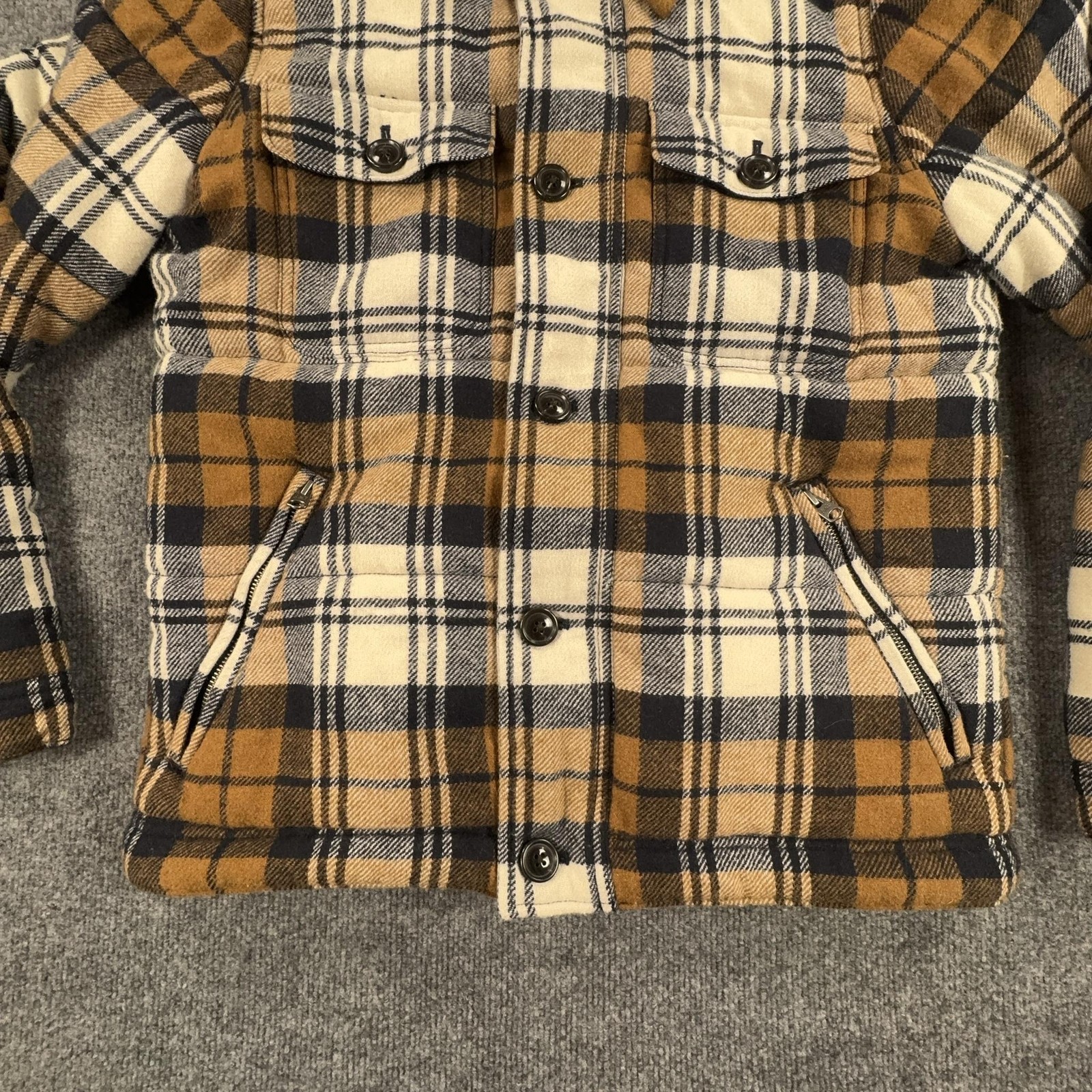 Abercrombie & Fitch Jacket Mens Medium Brown Plaid Quilted Flannel Insulated