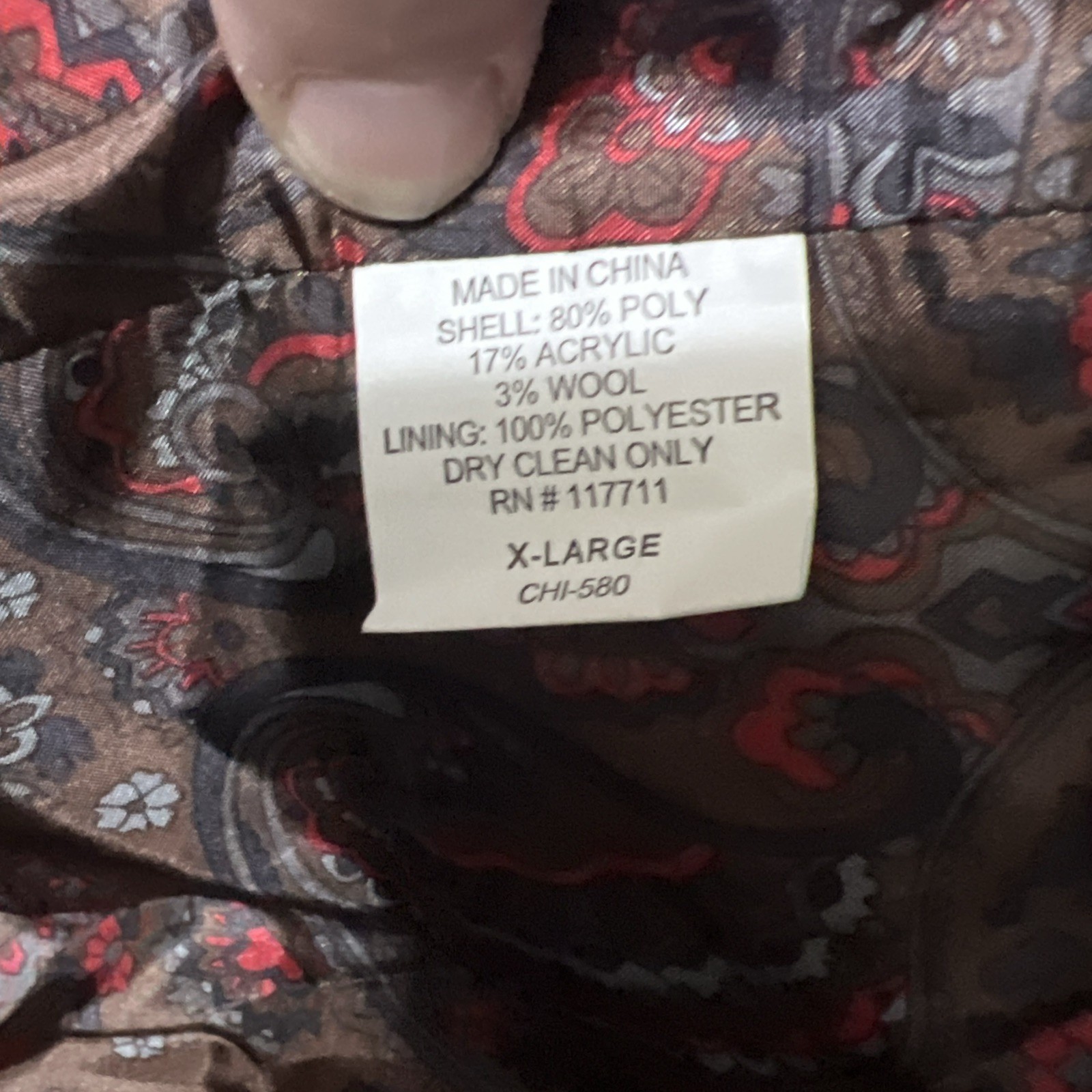 Alan Flusser Four Button Vest Black/Paisley XL Preowned Wool Blend Professional