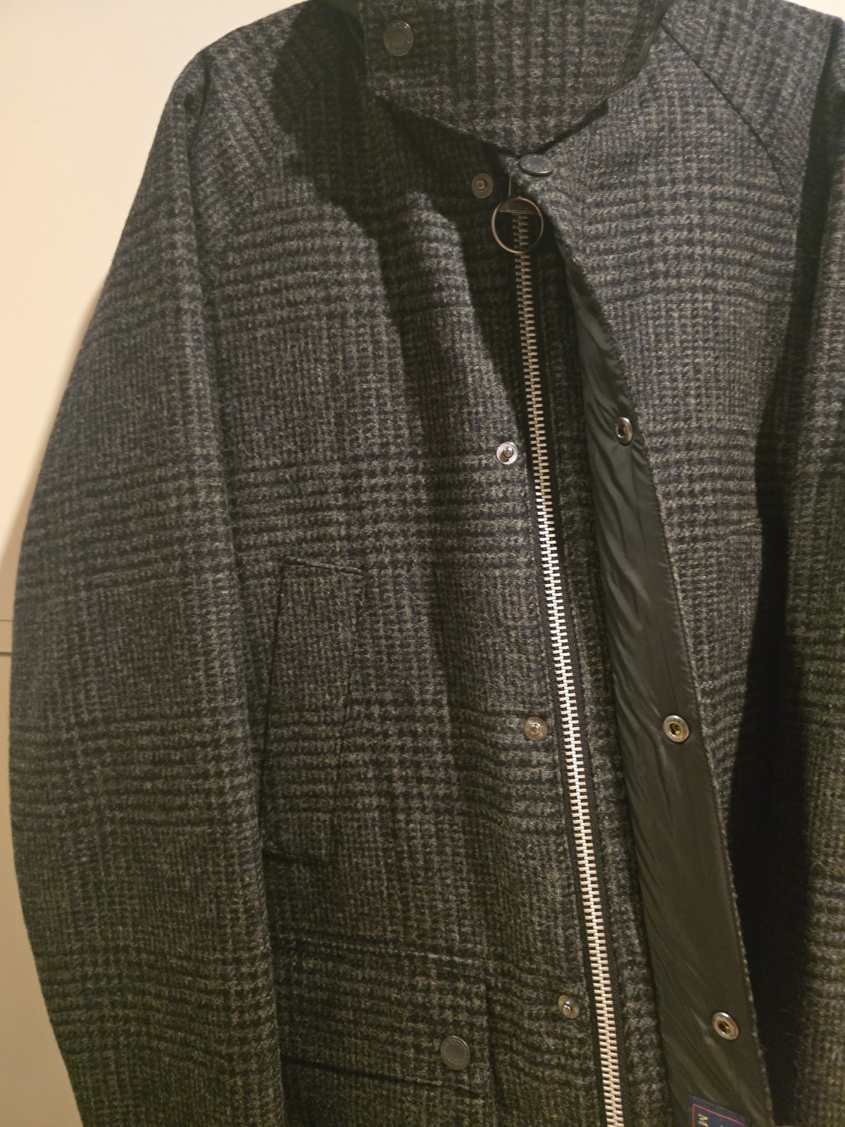 Barbour Mens Bedale Check Wool Jacket In Charcoal Large New With Tag
