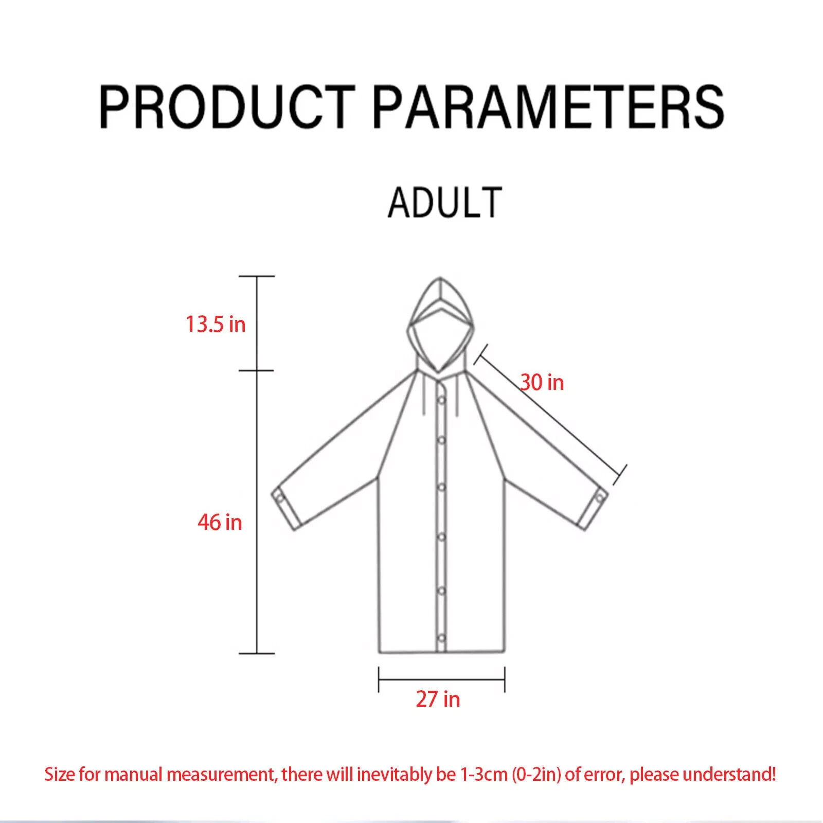 Unisex Adult Waterproof Raincoat Rain Coat Hooded Jacket Poncho Rainwear Camping
