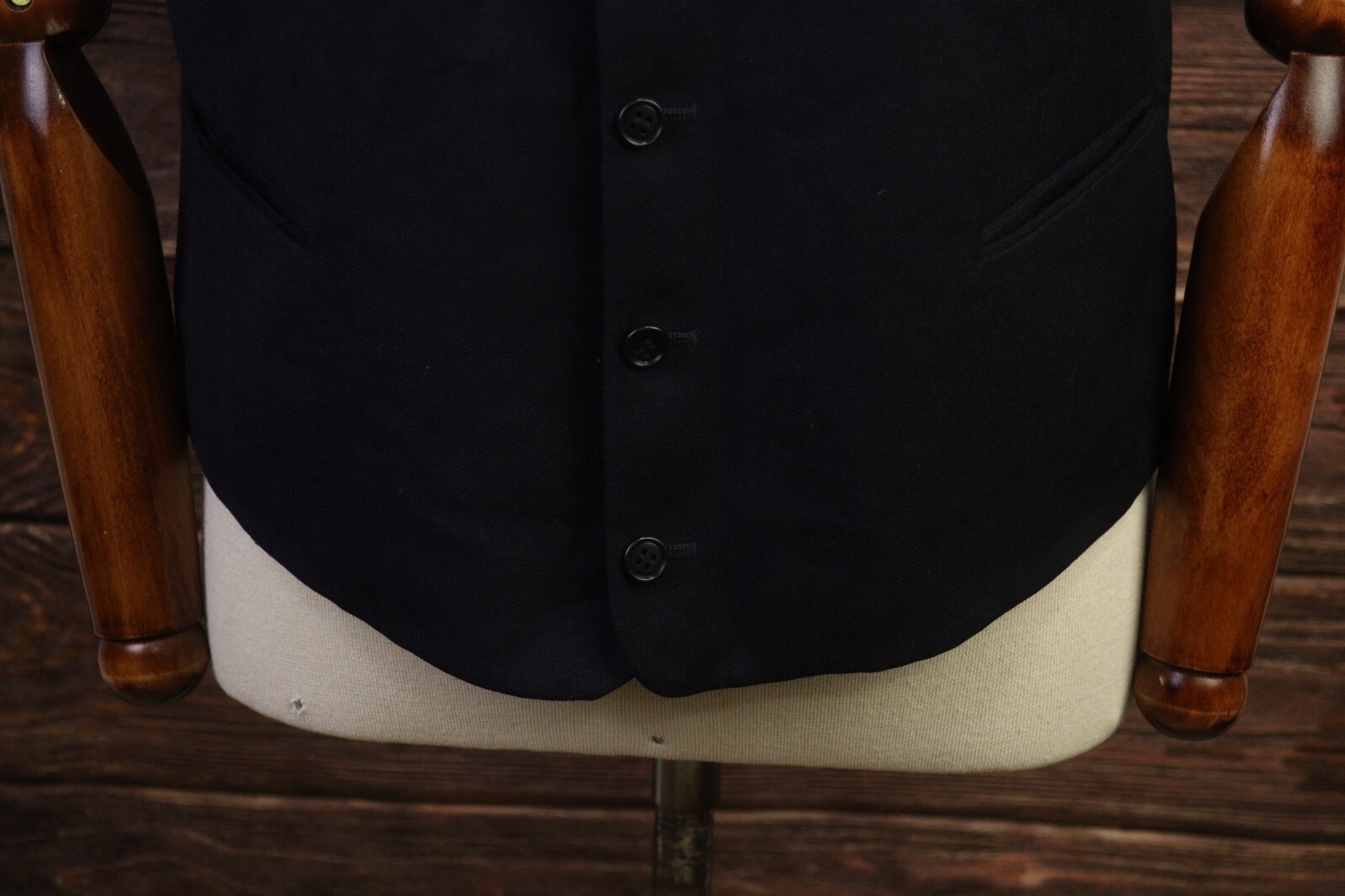 YES SAINT LAURENT Black Pure Wool Sleeveless Button Waistcoat Gilet Vest