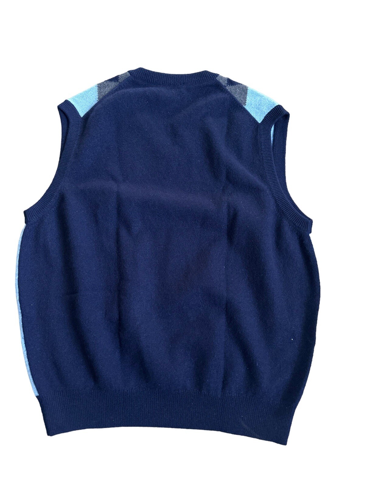 Vintage Dunhill 100% Cashmere Vest Blue Grey Sleeveless Golf Men Size XL