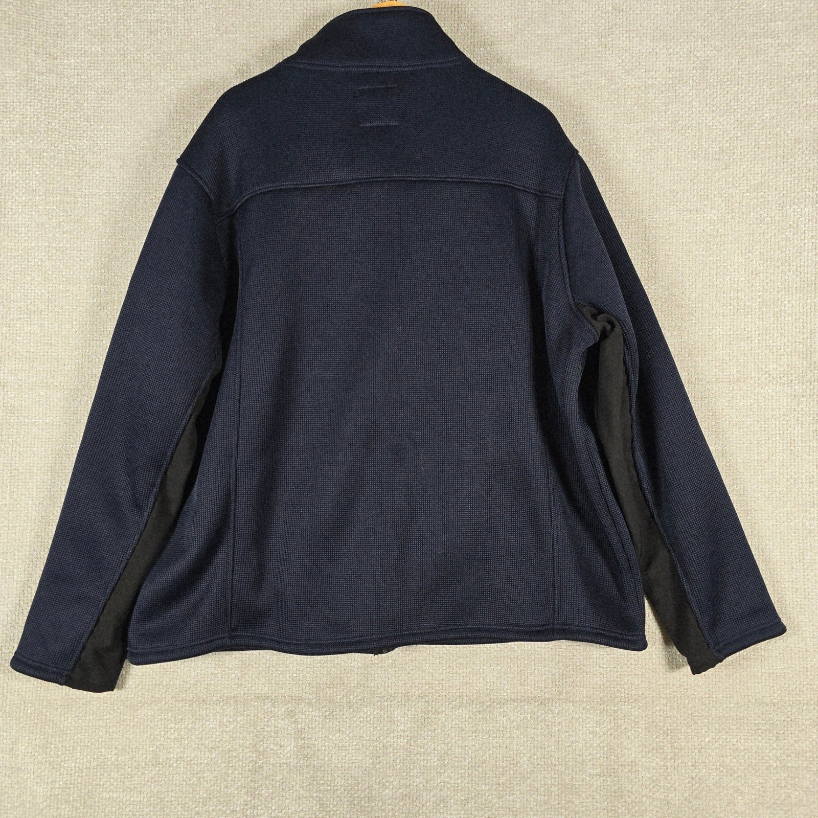Swiss Tech Mens 3XL Full Zip Fleece Jacket Navy Blue Black Waffle Knit Mock Neck