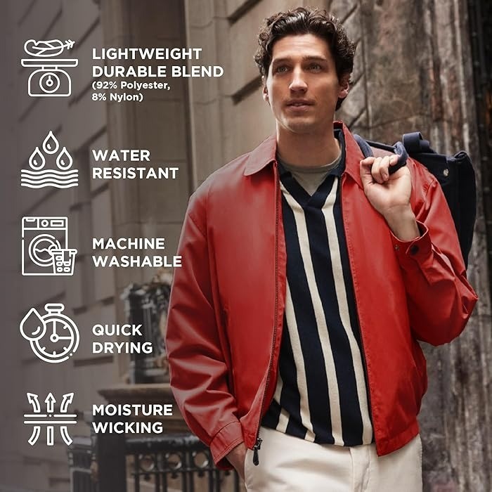 London Fog Mens Auburn Golf Jacket M Medium Chili Red Zip Front Windbreaker NEW