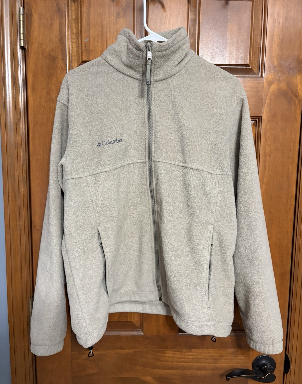 Columbia Men’s Full Zip Stand-Up Collar Fleece Jacket Beige Size M Regular