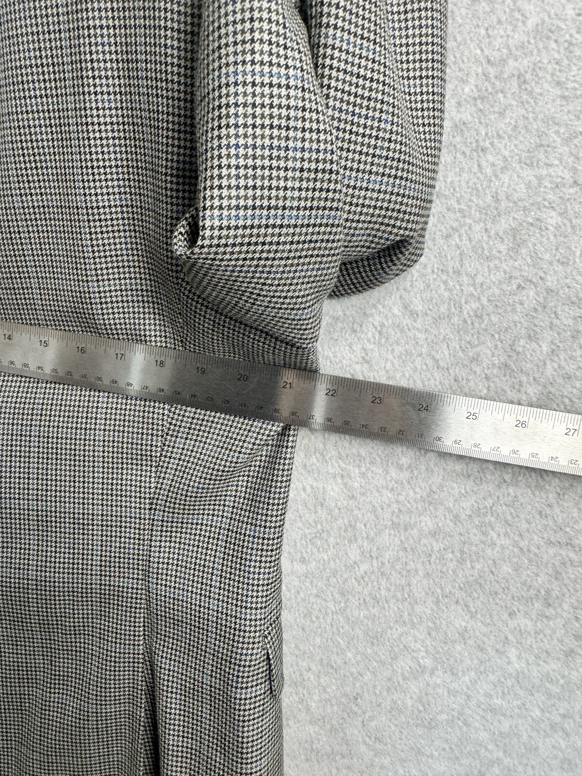 Ralph Lauren Wool Blazer 44R Houndstooth Gray Blue Tweed 2-Button Sport Coat