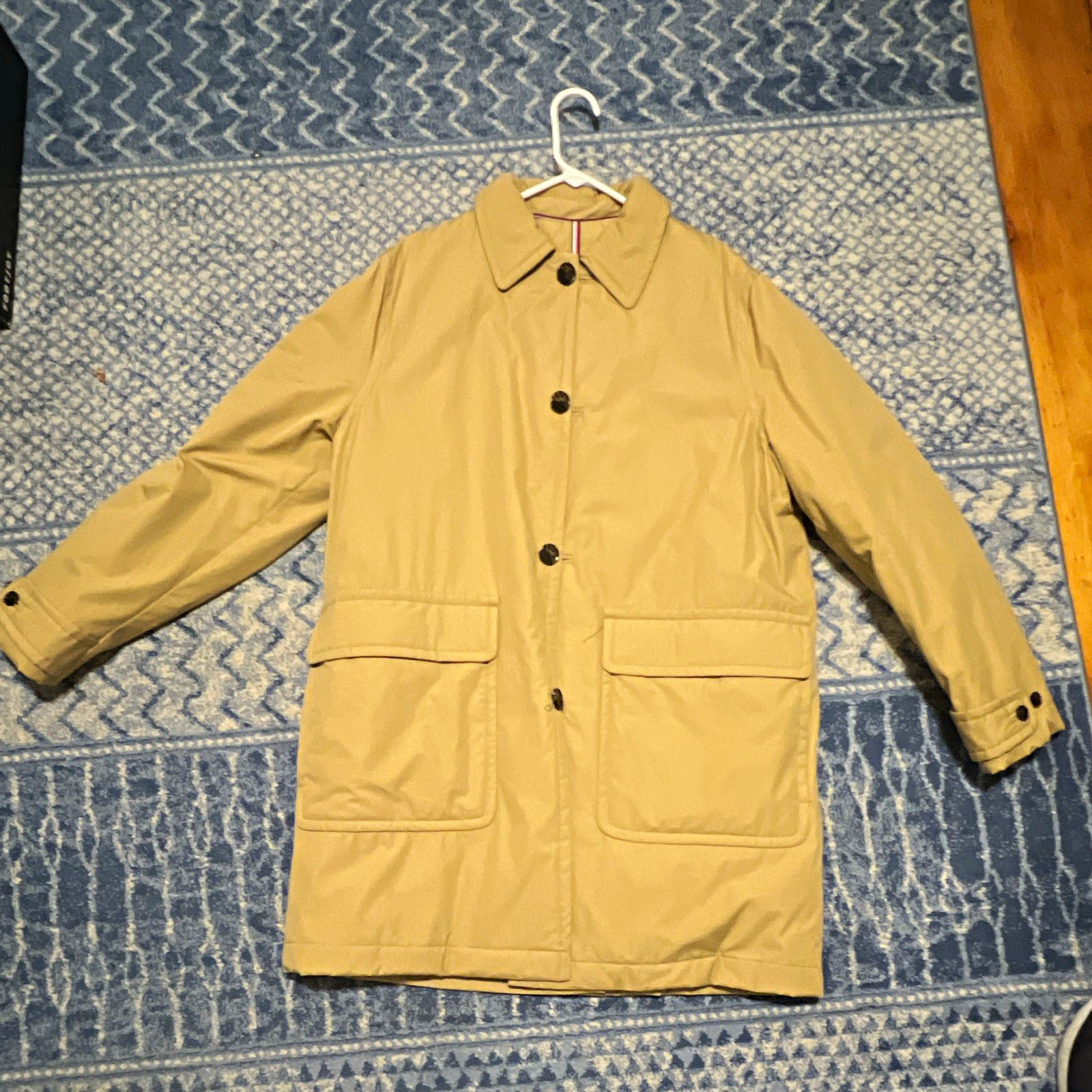 Tommy Hilfiger Men’s Beige Mid-Length Overcoat Button Front Lined S/P