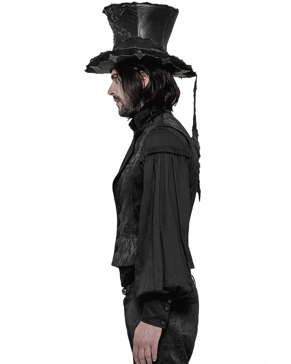 PUNKRAVE BLACK GOTH JACQUARD BLACK DAMASK VAMPIRE VINTAGE WAISTCOAT VEST WY-851