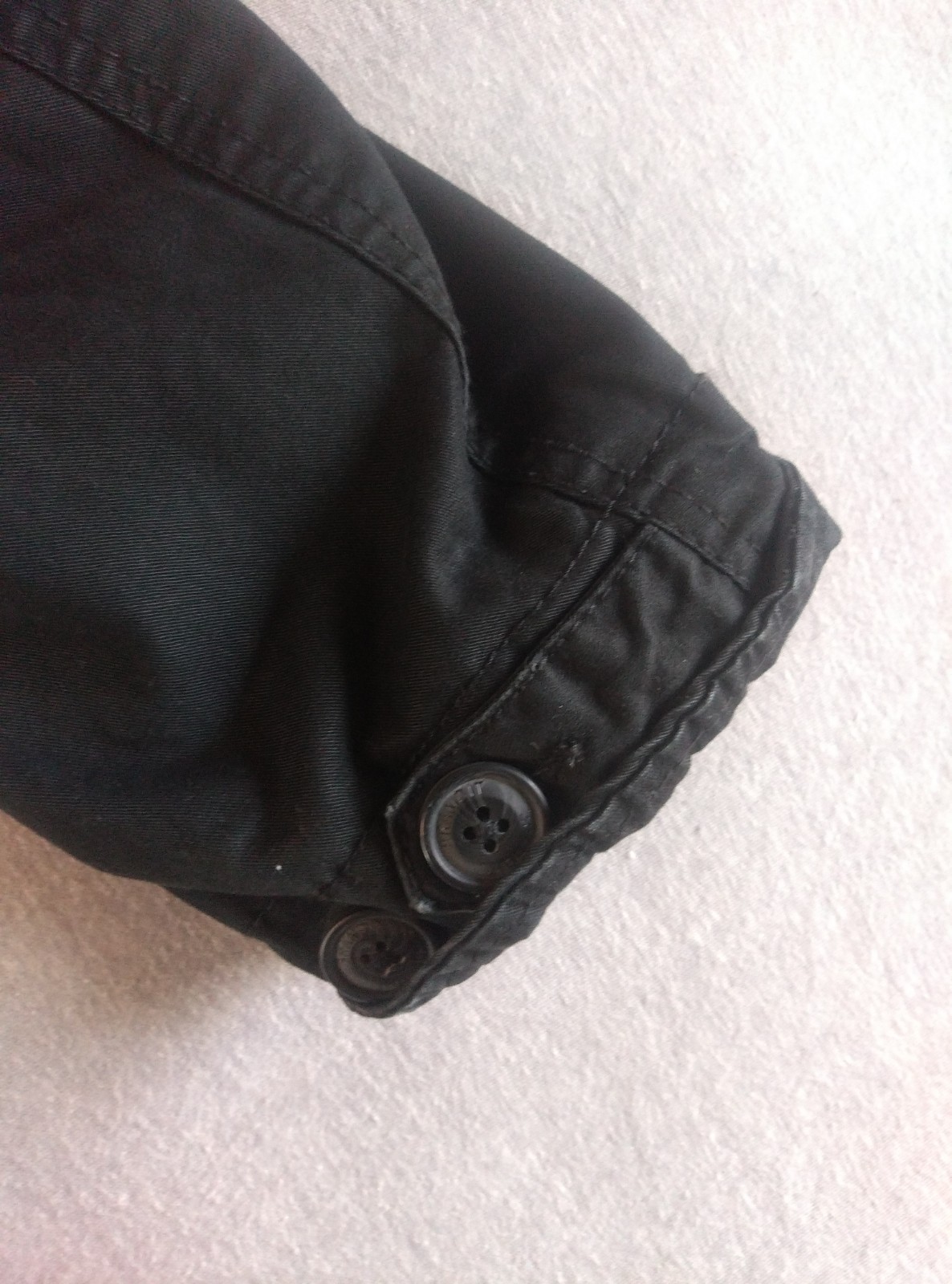 Vintage Brandit Black Britannia Field Coat Jacket Madein Germany Hidden Zip Hood