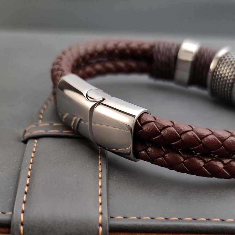 Premium Braided Leather Bracelet for Men Stainless Steel Clasp Fashion Jewelry
