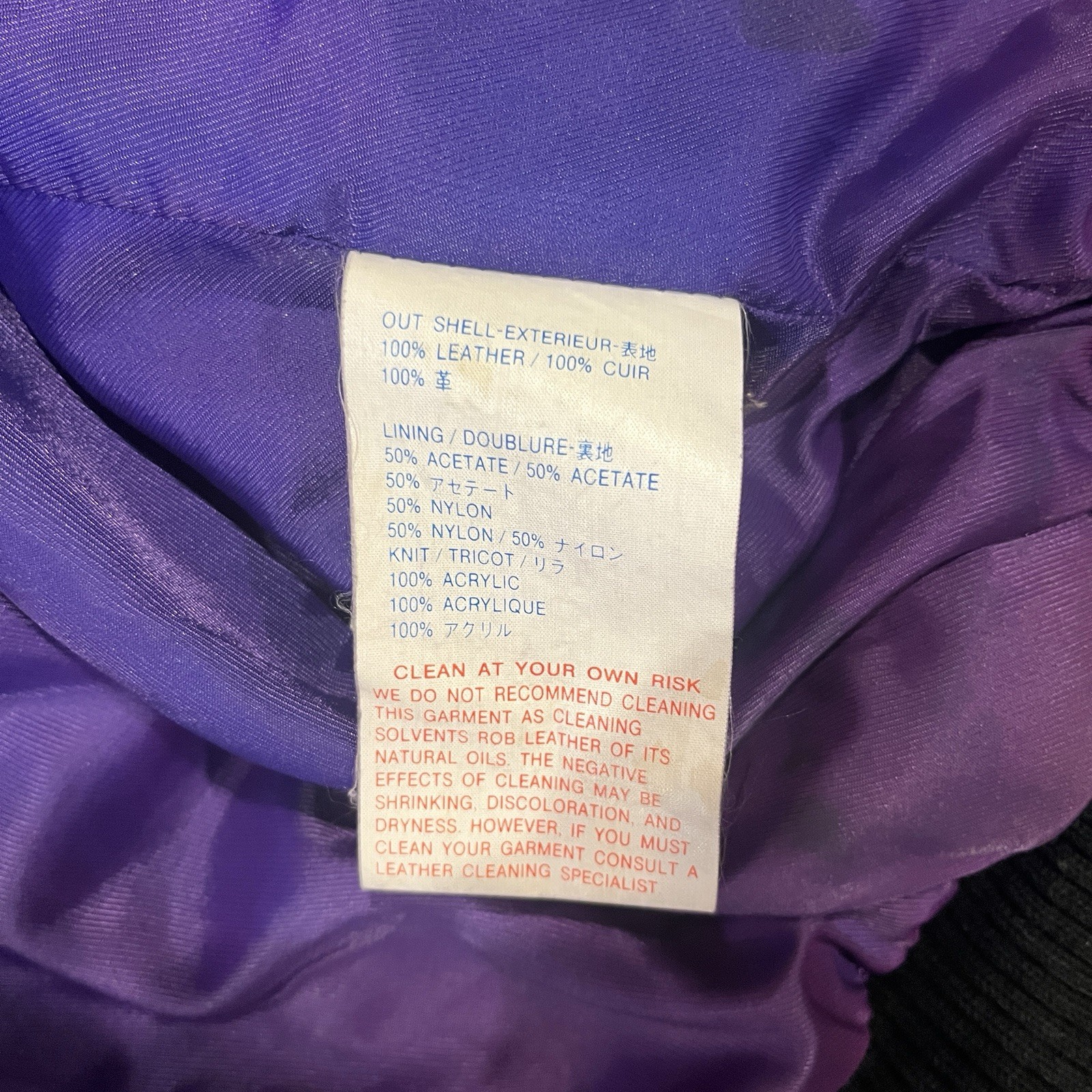 Marc Buchanan Pelle Pelle Soda Club Blue Purple Leather Jacket XL Vintage 90s