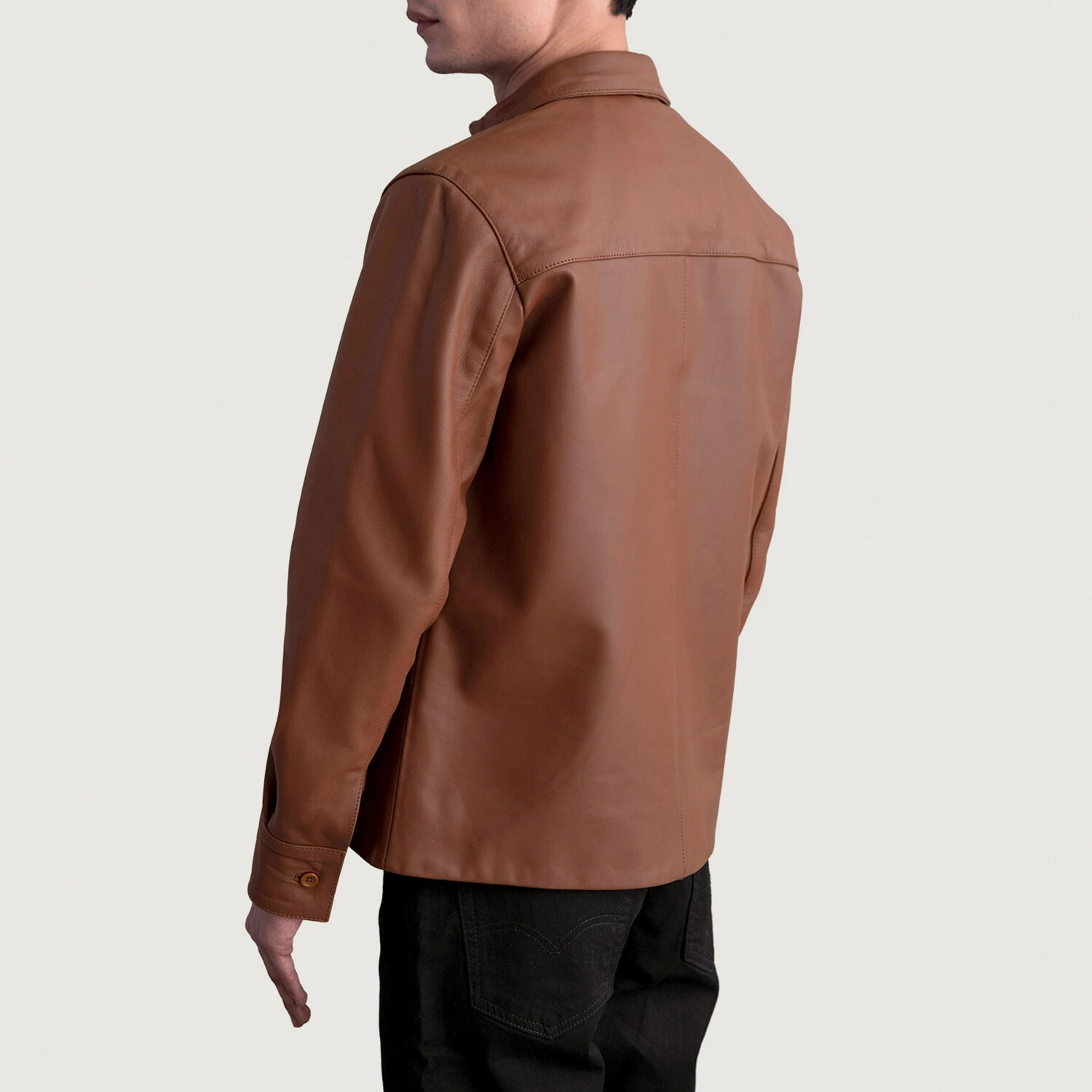 Mens Matte Brown Leather Shirt, Cowhide, Ready to wear and Customized