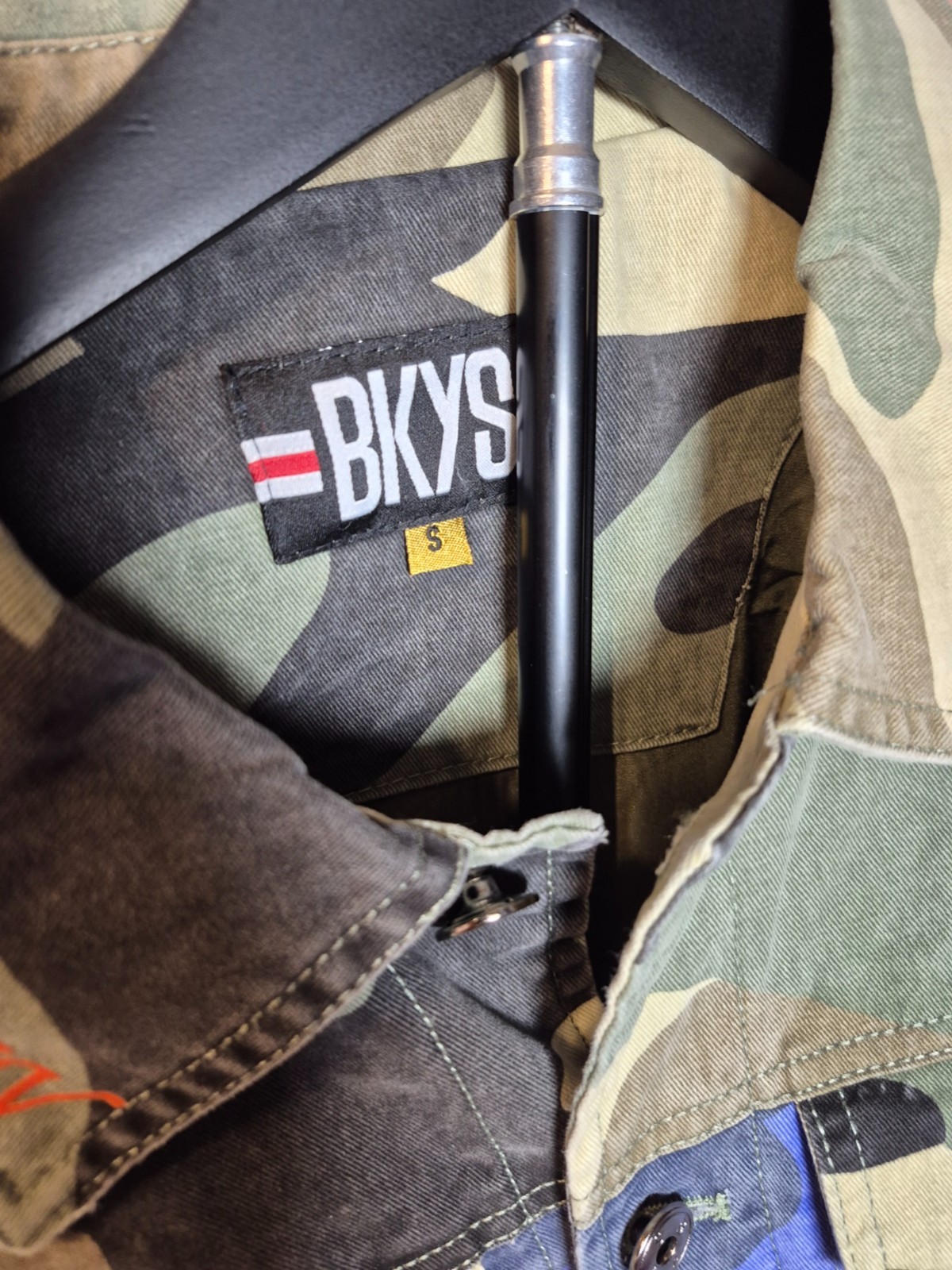 BKYS Camo Trucker Jacket Mens Small Multicolor FBM Before Money Family Cotton