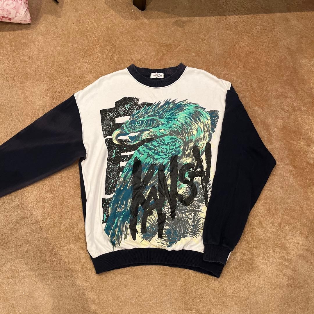 KANSAI O2 Eagle Graphic Sweatshirt Crewneck White Navy M