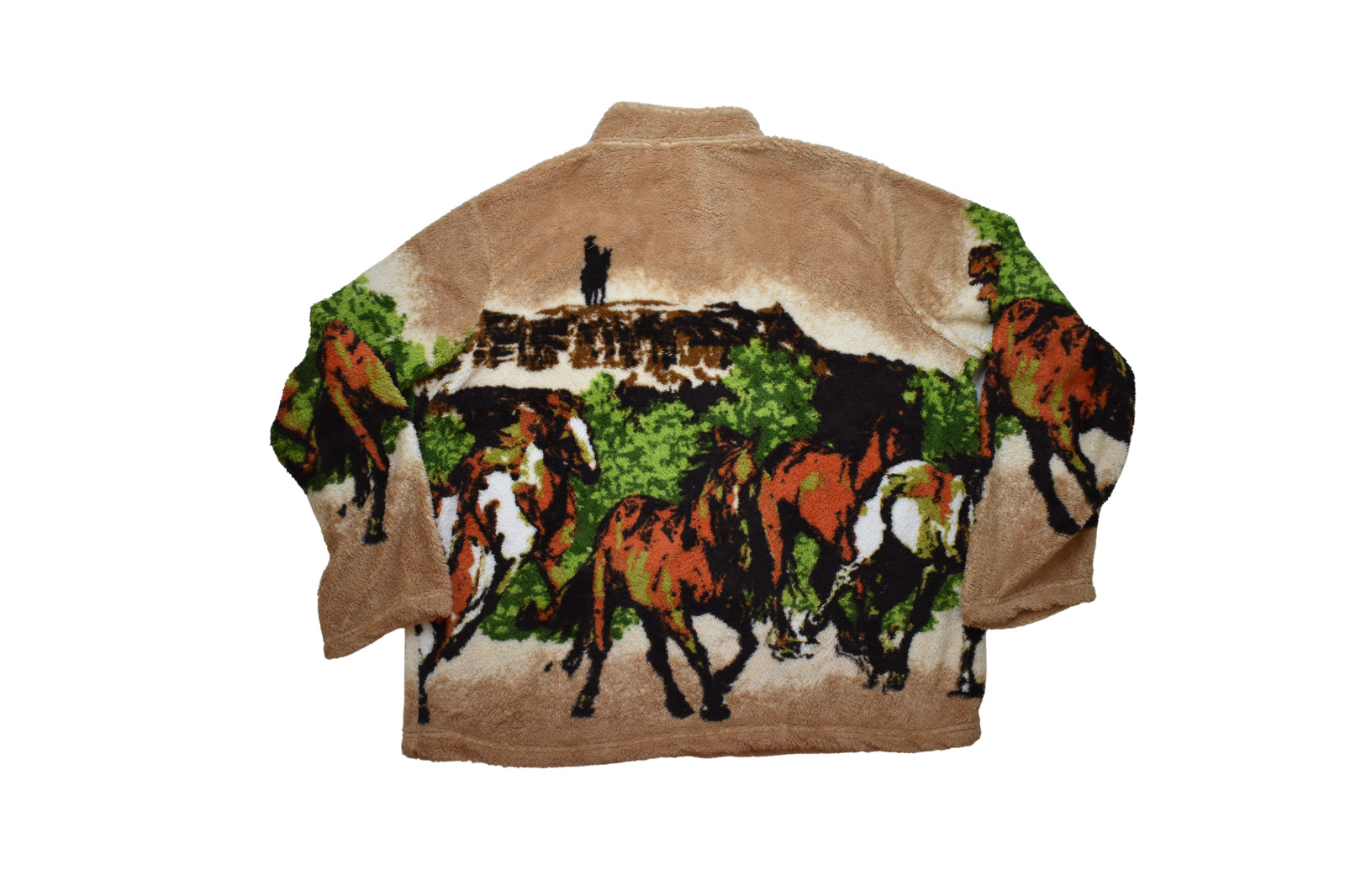 Coors Scenic Western Print Fuzzy Fleece 1/4 Zip Mens Jacket NWT 3XL