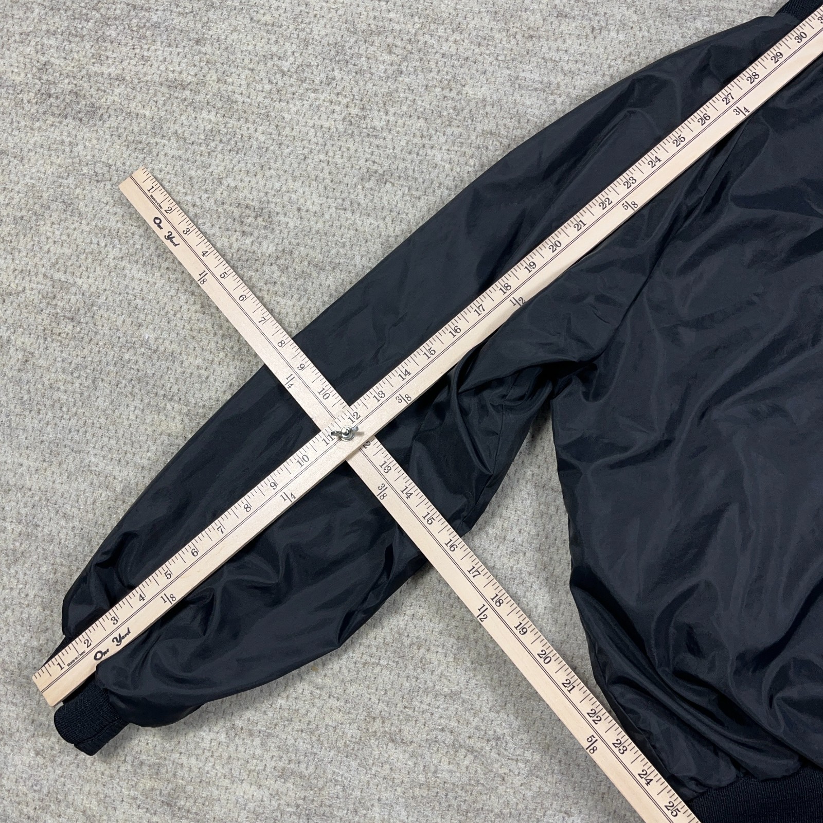 Vintage Satin Jacket Men Large Black Bomber Made In USA 80s 90s Lined Hartwell