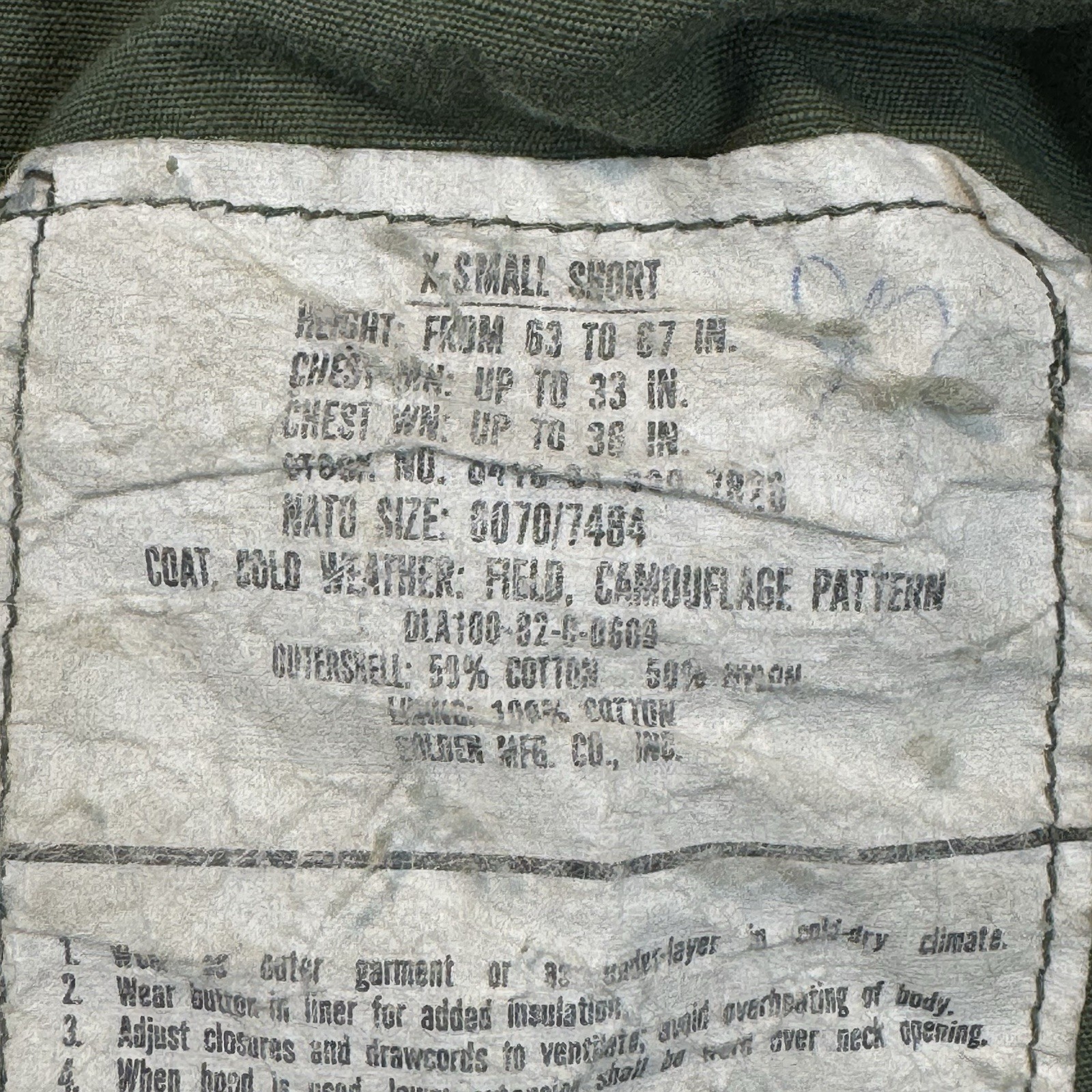Vintage 80s US Army M65 Field Jacket Mens XS Short Camo Military Airborne Named