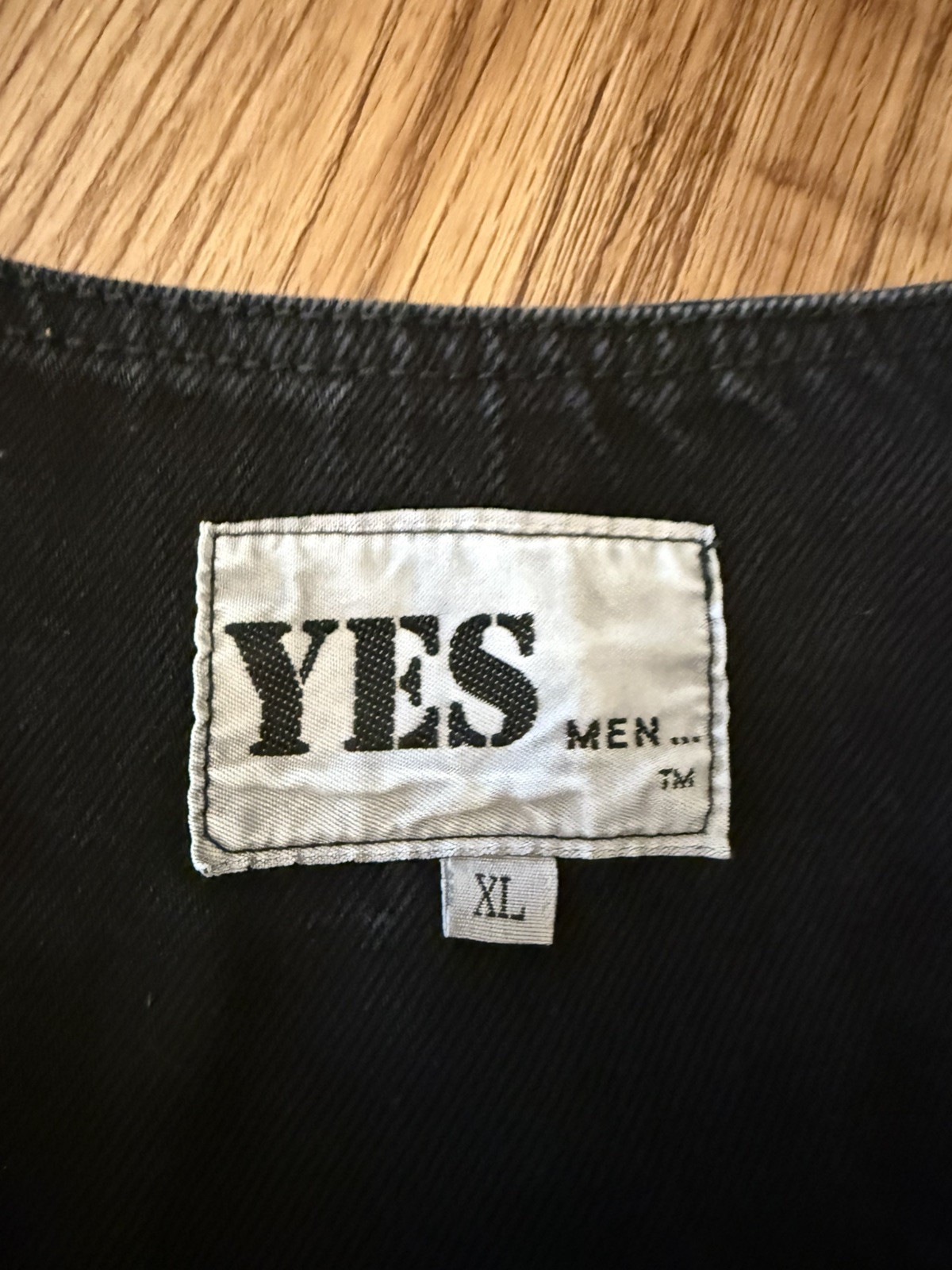 Vintage Yes Men Clothing Co XL Black Denim Vest Workwear Full Zip Sleeveless USA