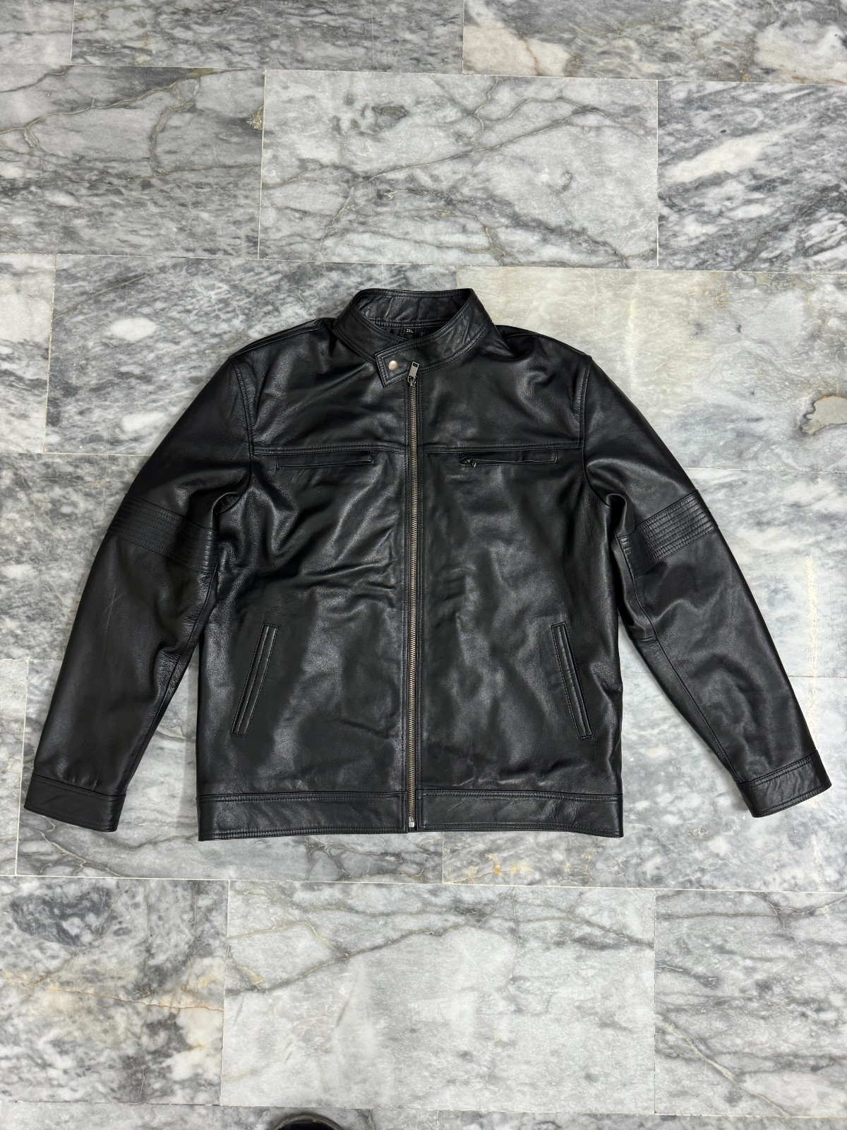 Handmade Genuine Leather Fashion Biker Jacket Black Biker Coat