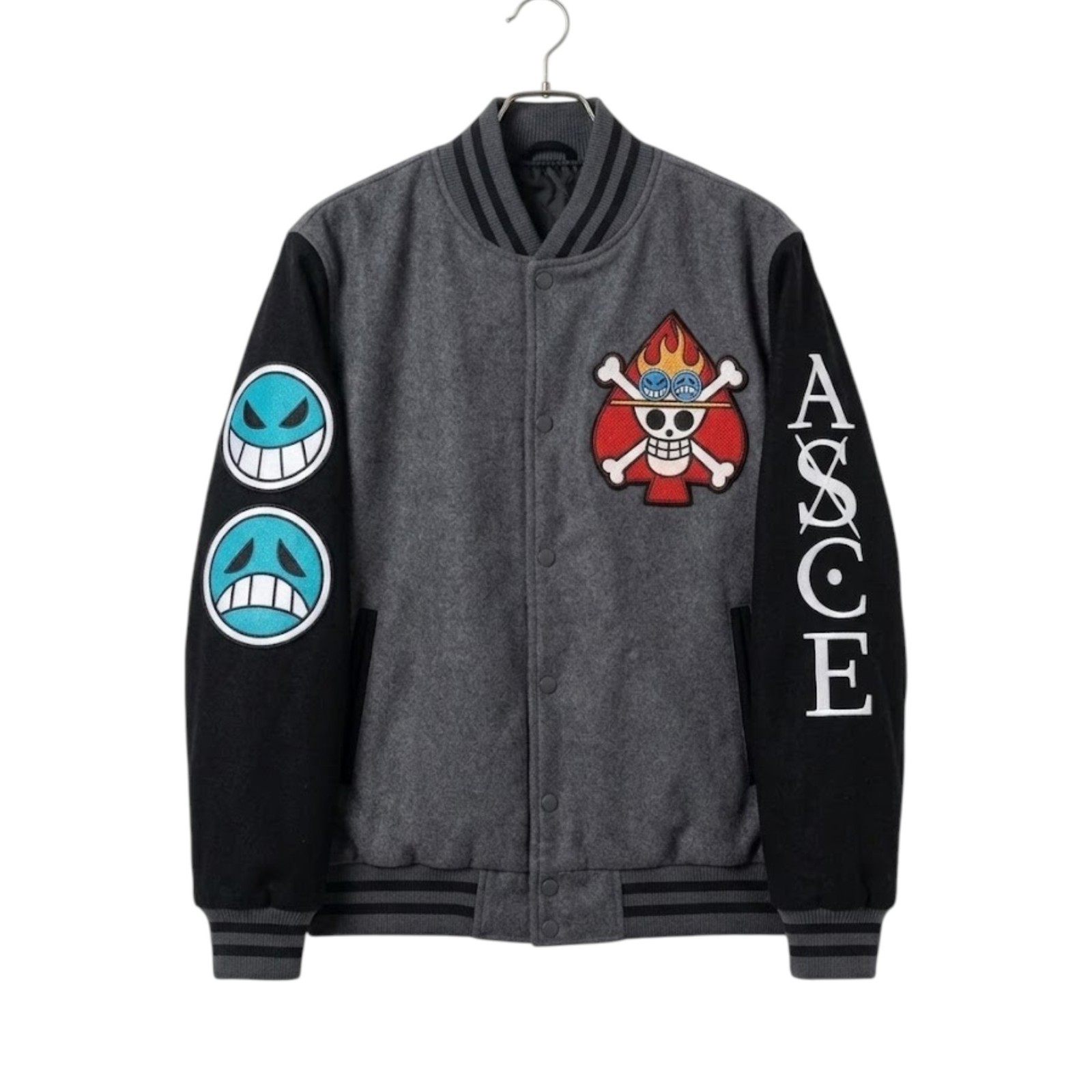 One Piece Anime Varsity Jacket – Spade Pirates & Whitebeard Streetwear – GIFT