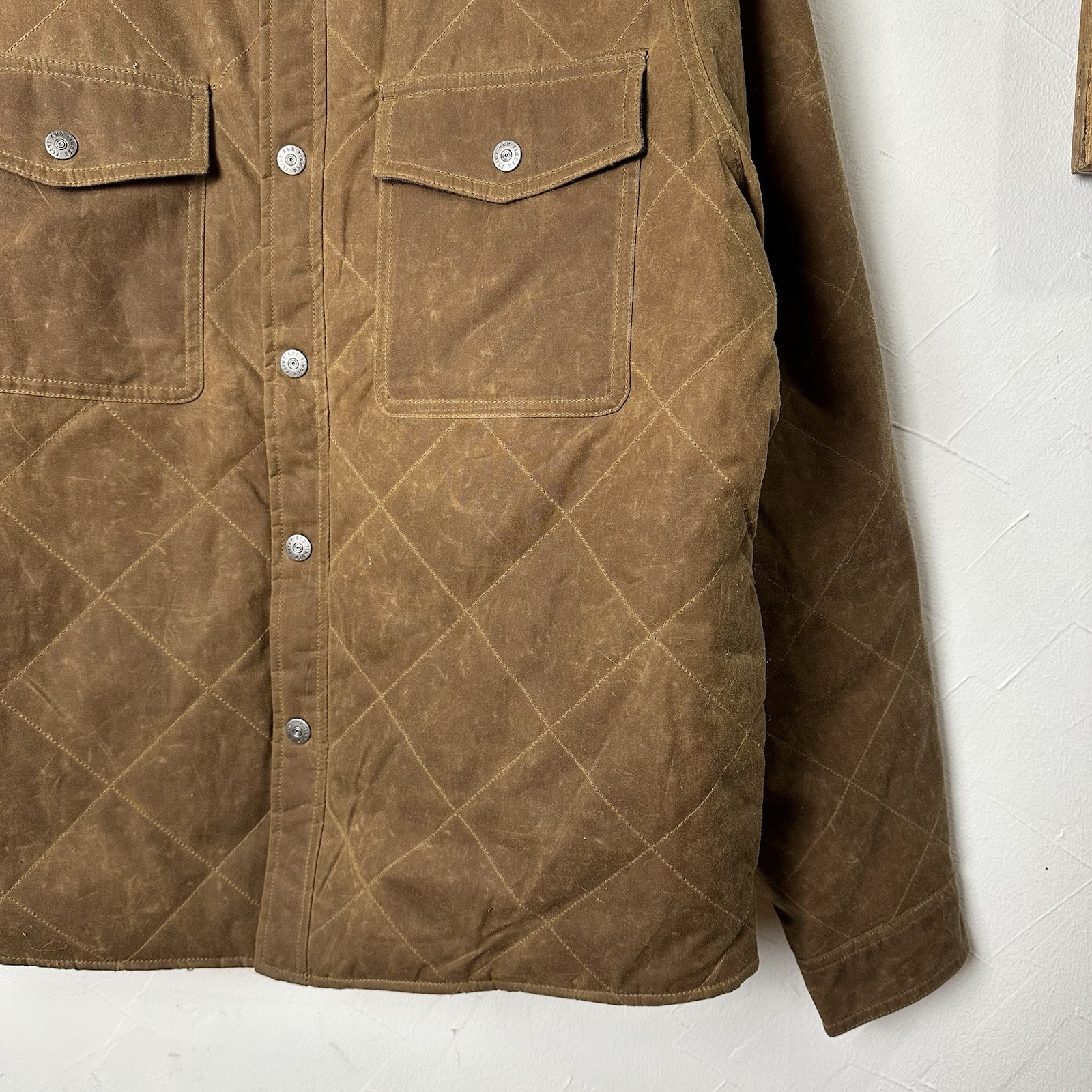 Flint And Tinder Quilted Waxed Shirt Jacket Medium Brown Huckberry Brown NWT