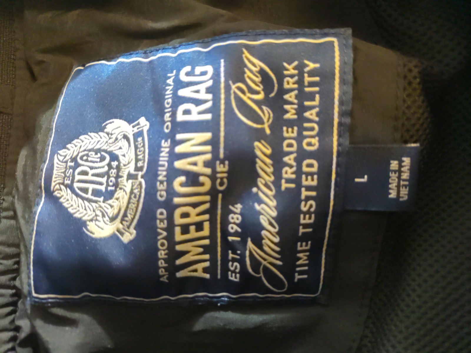 American Rag Men Black Nylon Bomber Lightweight Windbreaker Jacket Size L