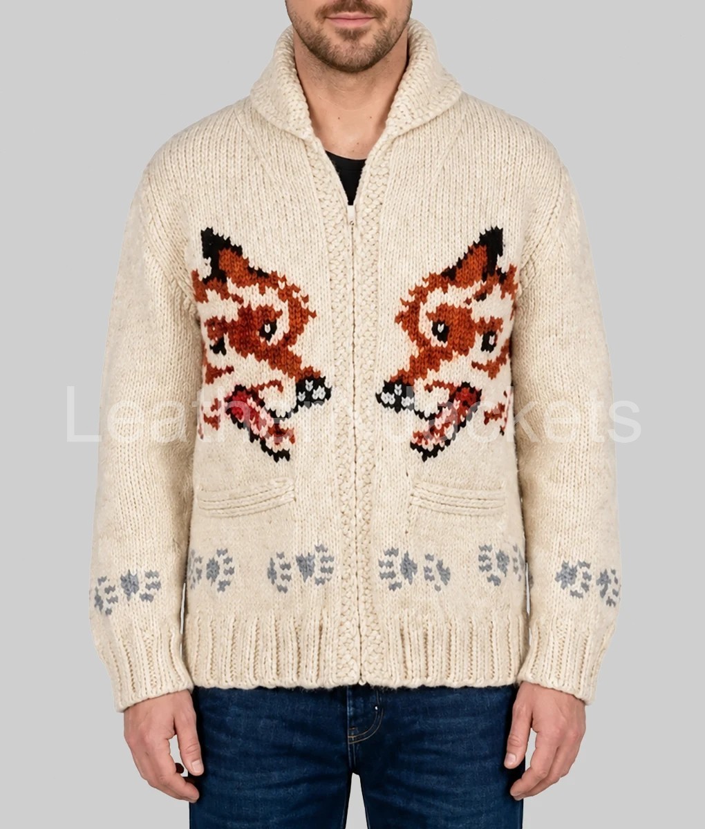 Project Hail Mary Wolf Cardigan Ryan Gosling Grace Beige Fox Knitted Zip Sweater