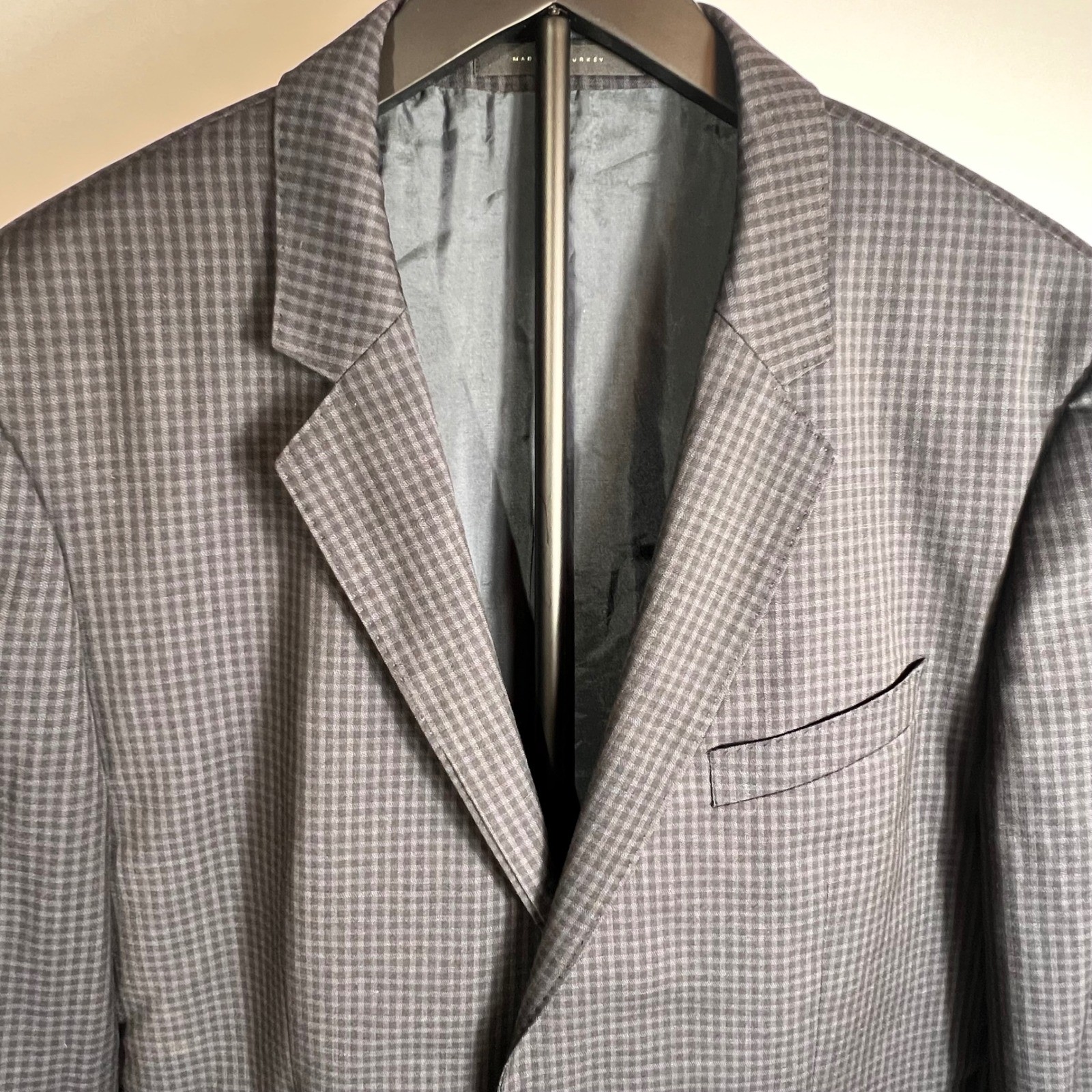 Hugo Boss Mens Gray Checkered Two Button Sport Coat Blazer Jacket