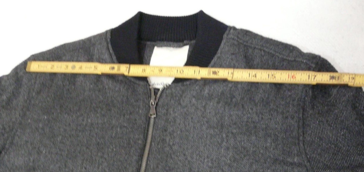 Calvin Klein Bomber Jacket Mens M Charcoal Gray Zip Pockets Ribbed Heavyweight