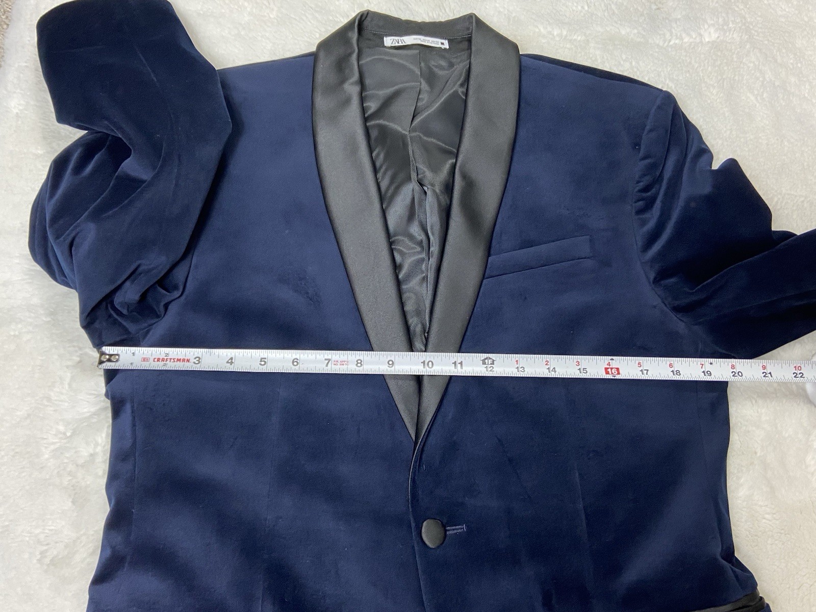 Zara Man Navy Velvet Blazer Jacket Tuxedo Men Dinner Evening Tux – Size 44 EUC