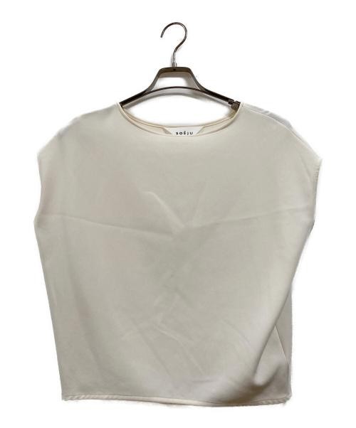 SOEJU Damen XS Short Sleeve Cocoon Blouse Ivory Triaacetate Cotton-Blend