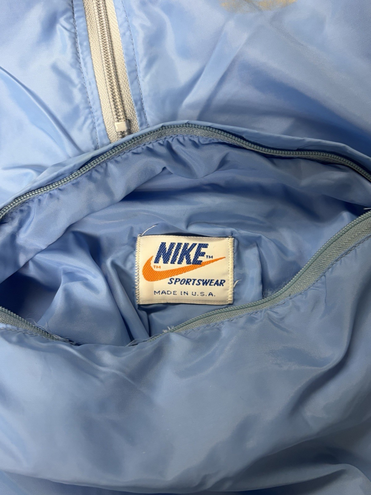 Vintage Made in USA 70s/80s Nike Zip Up Windbreaker Jacket Mens Size Small Blue
