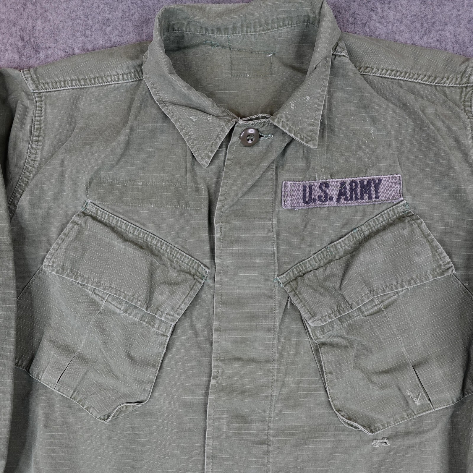 Vintage US Army Jacket Mens Medium Olive Tropical Combat Coat OG-107 Vietnam 70s