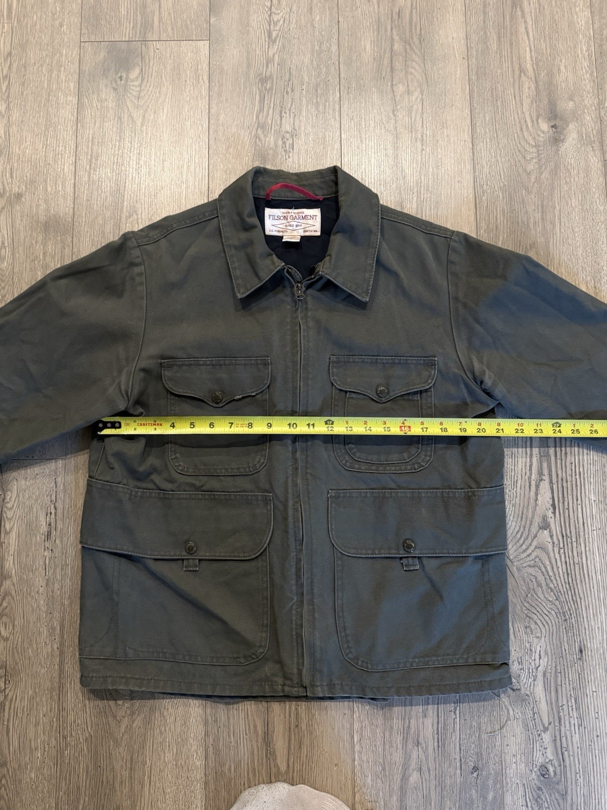Filson Bell Bomber (10545) Mens Olive Green Cotton Canvas Jacket USA Medium