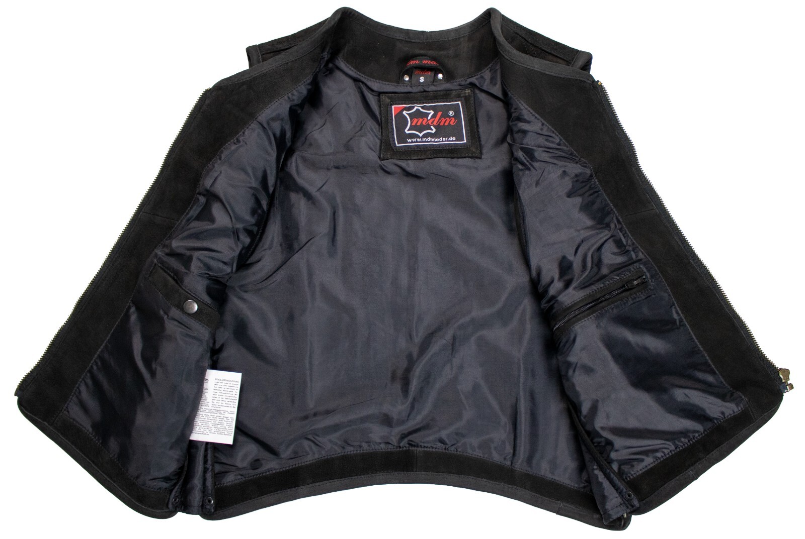 Mens Nubuck Leather Vest Hunter Club Matt Black Diamond Quilted Leather Cowl