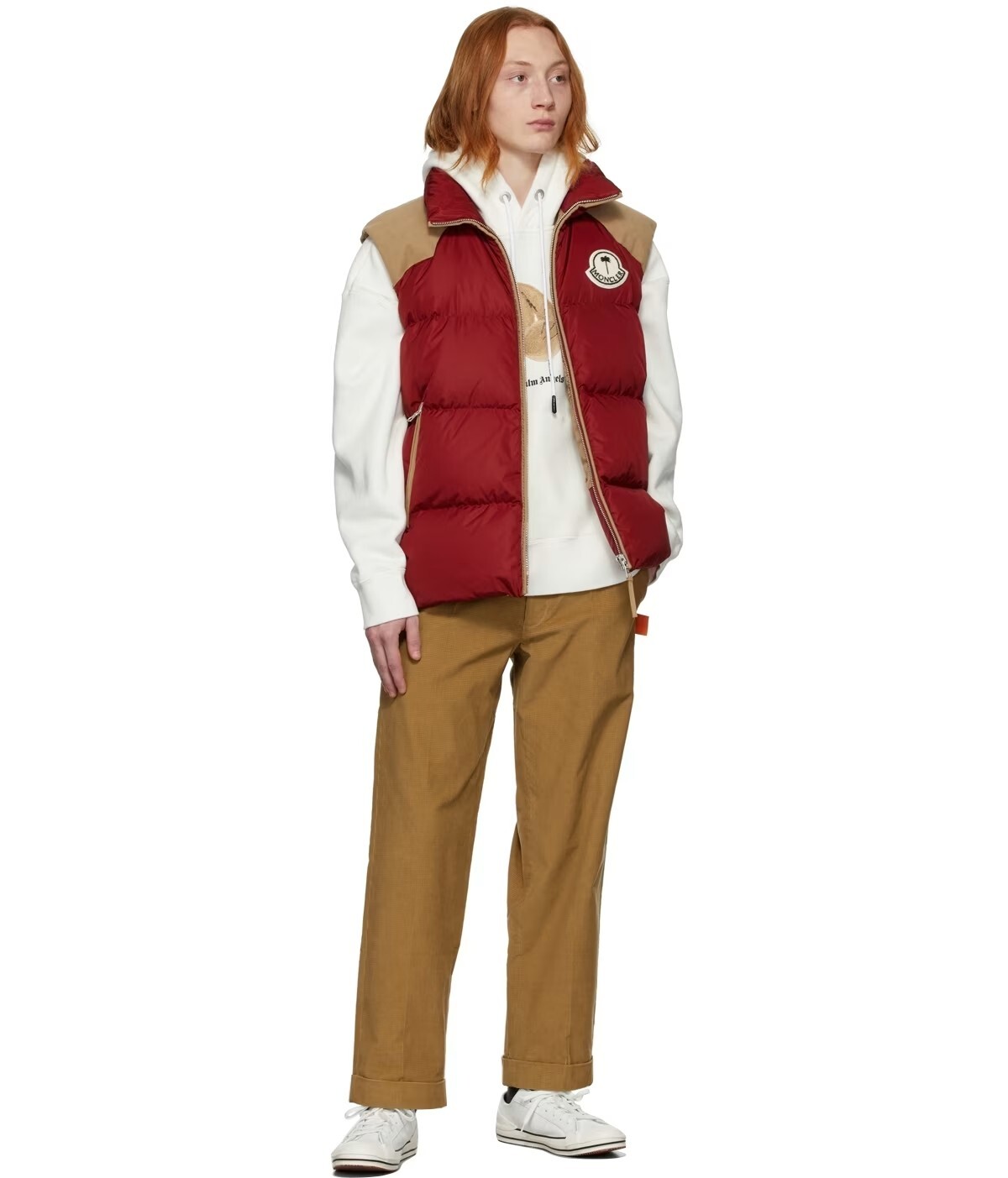 MONCLER Genius x Palm Angels Kamakou red puffer vest Size 2 / Medium authentic