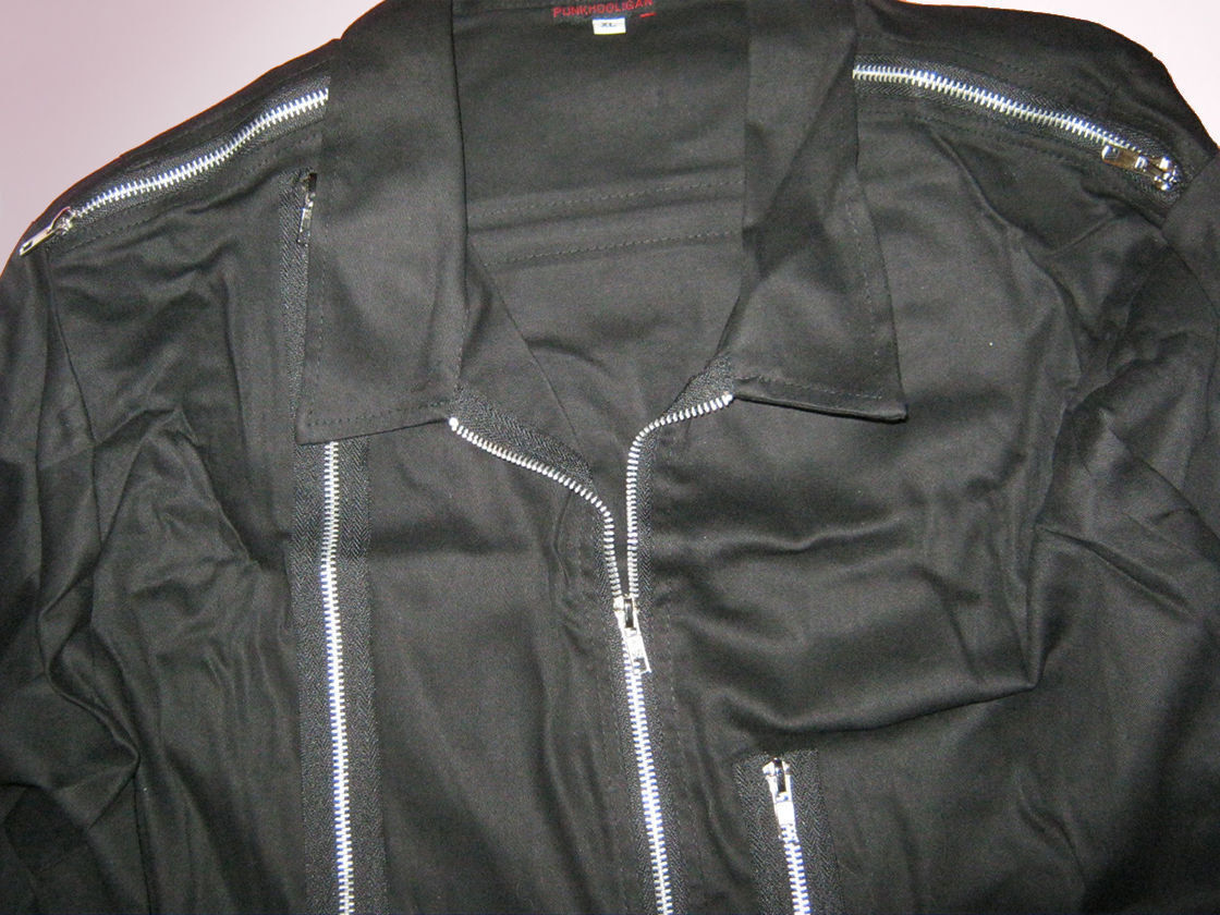 Vintage Black Canvas Jacket w/ Zips. Punk Goth. New XS-2XL bondage skin festival