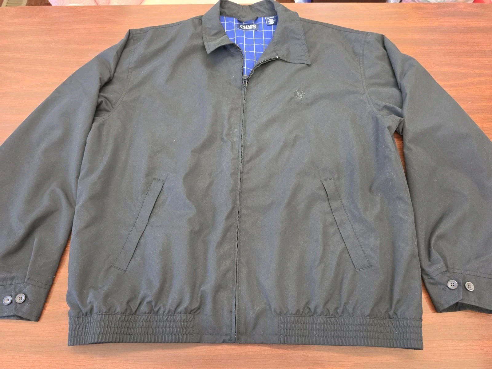 Chaps Mens Black Full Zip Lightweight Jacket Windbreaker Coat Casual Golf XL