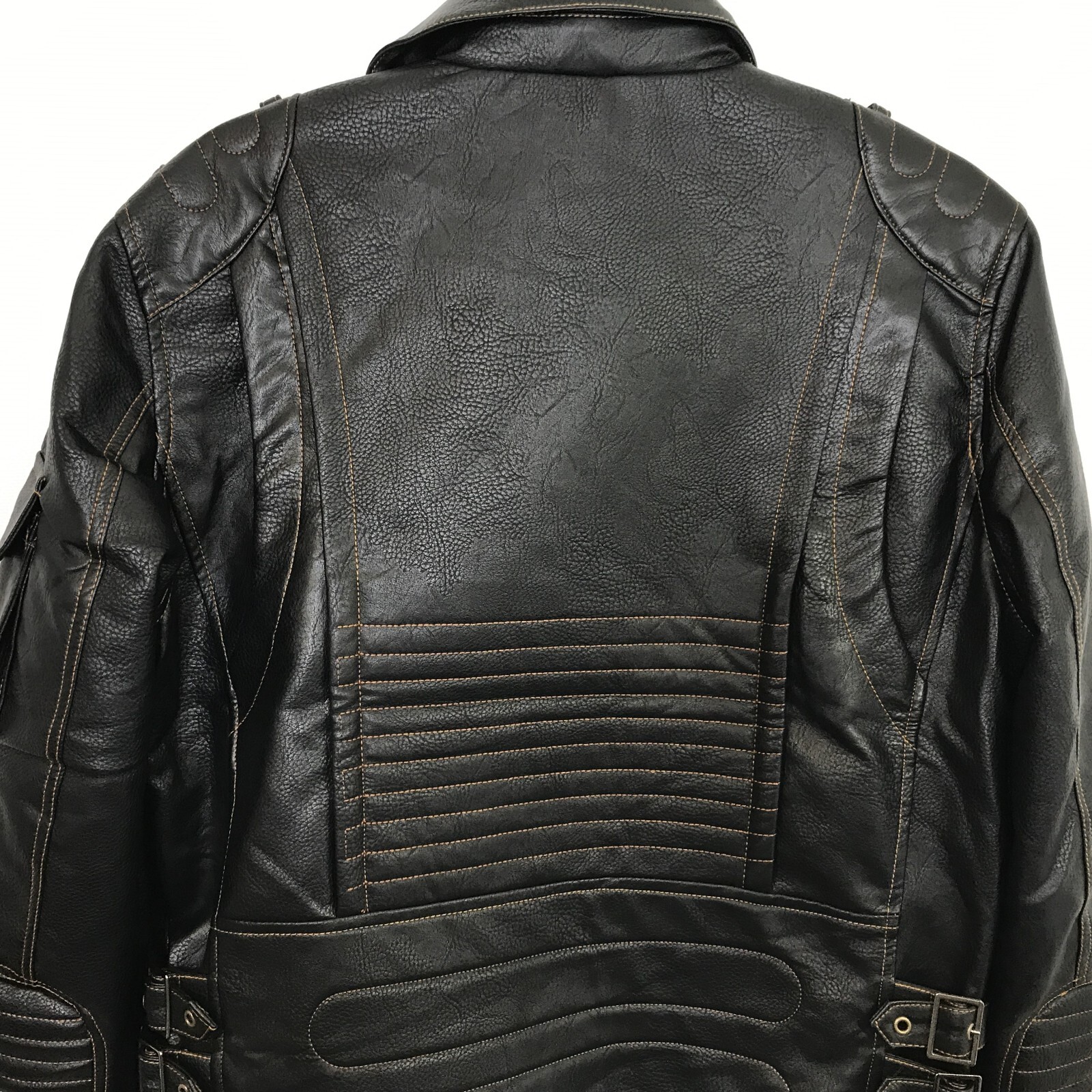 Men’s Faux Leather Motorcycle Biker Jacket Black Moto Zip Snap M USA Seller
